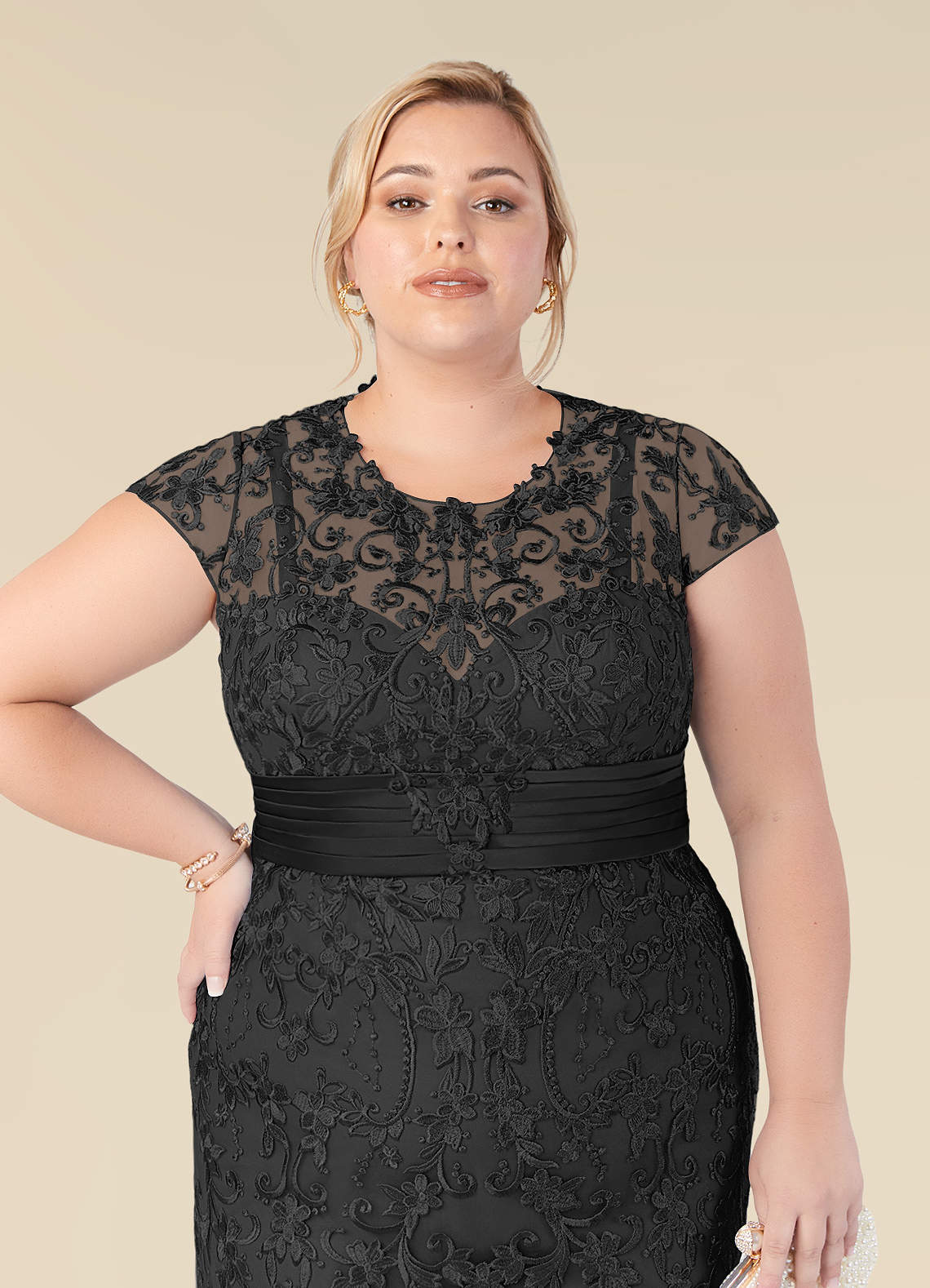 Azazie Jamila Black Mermaid Lace Dress Ready to Ship | Azazie