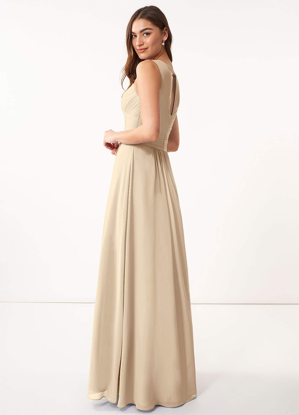 Champagne Azazie Gigi Bridesmaid Dresses | Azazie