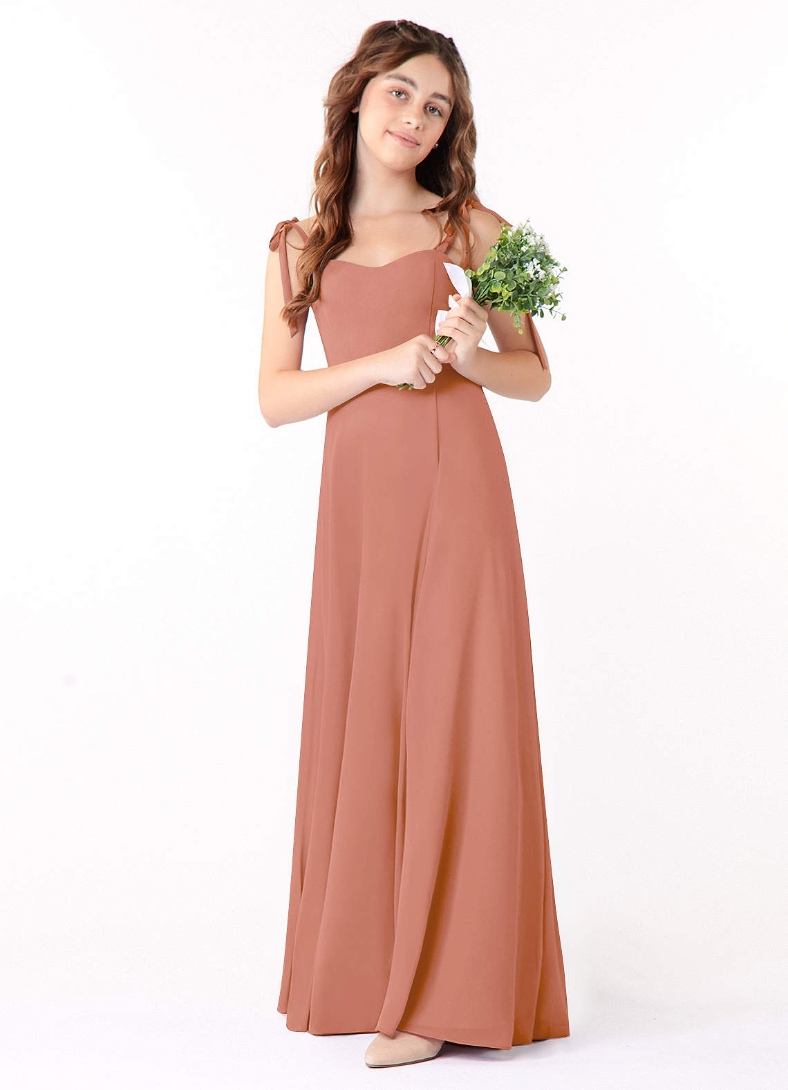 Azazie Rosey Junior MAI TAI A-Line Sweetheart Neckline Chiffon Dress image1