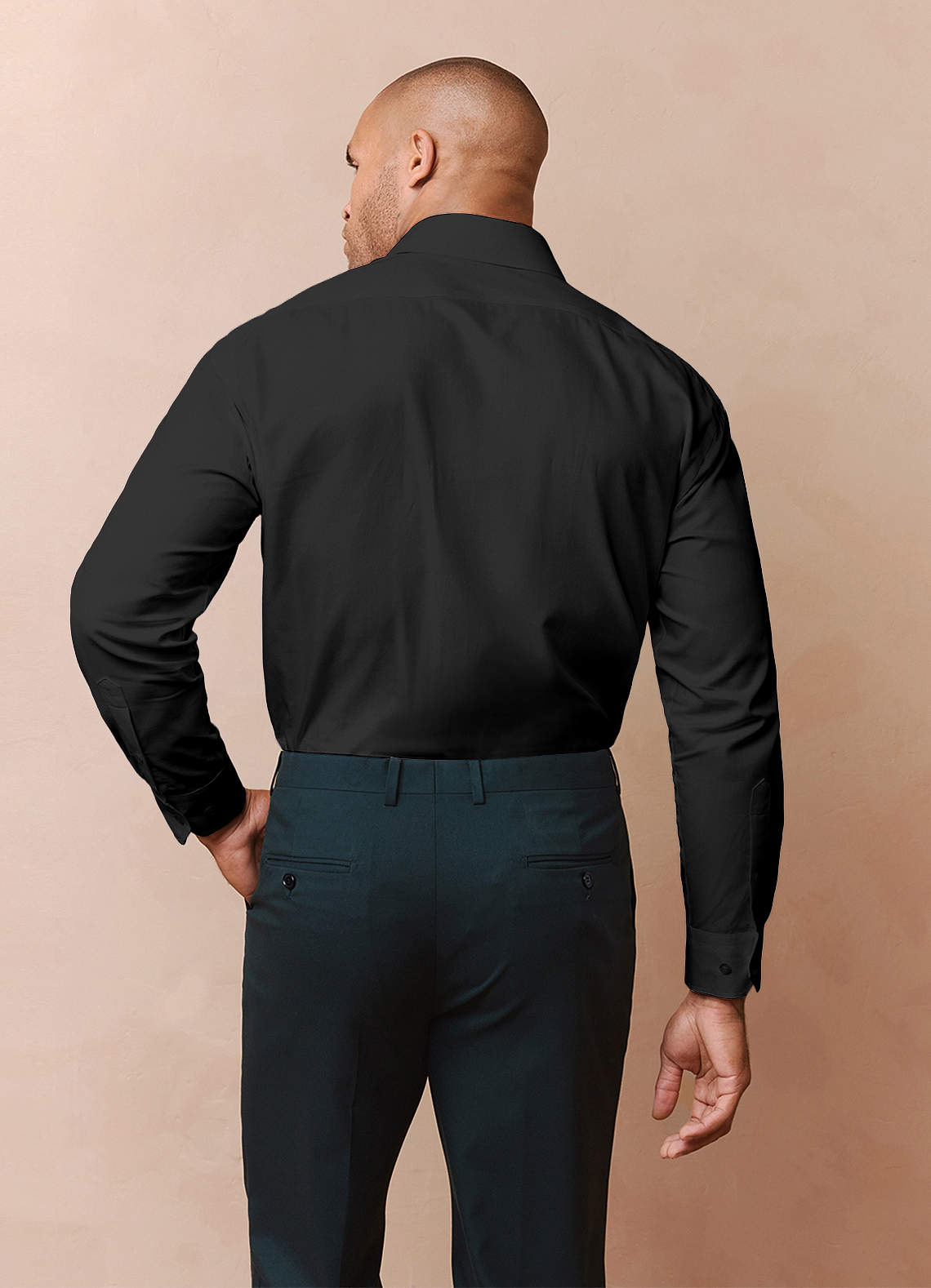 front Jermyn 검은색 100% 면 논아이언 드레스 셔츠