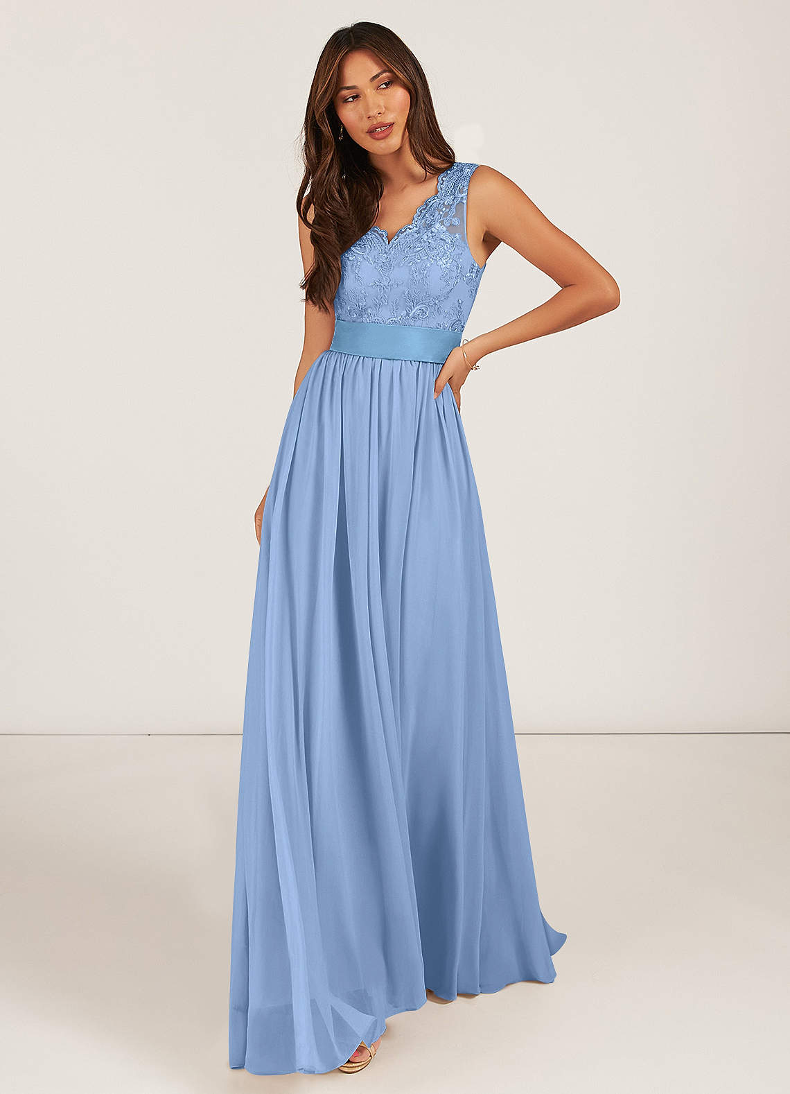 Vintage Blue Bridesmaid Dresses with Lace