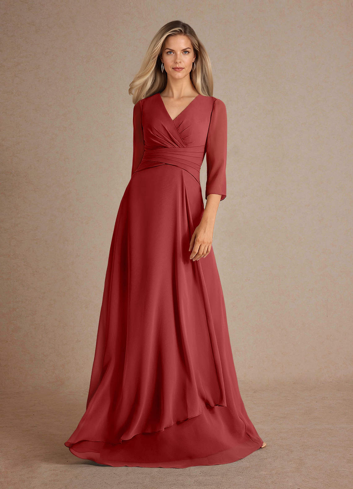 Azazie Mayfield Mother of the Bride Dresses Rust A-Line Pleated Chiffon Dress image4