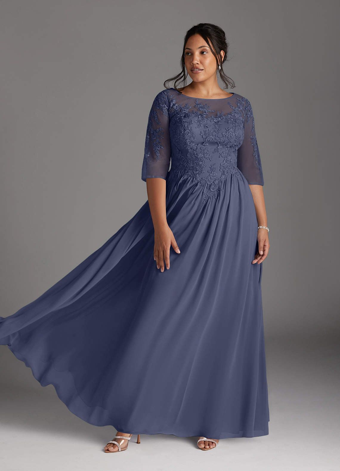 Azazie Mirielle Mother of the Bride Dresses Stormy A-Line Scoop Lace Chiffon Dress image1