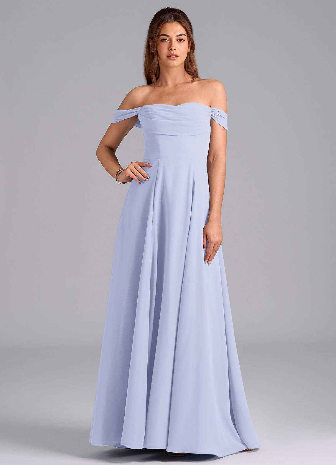 Azazie Almina Bridesmaid Dresses Lavender A-Line Off the Shoulder Chiffon Convertible Dress image1