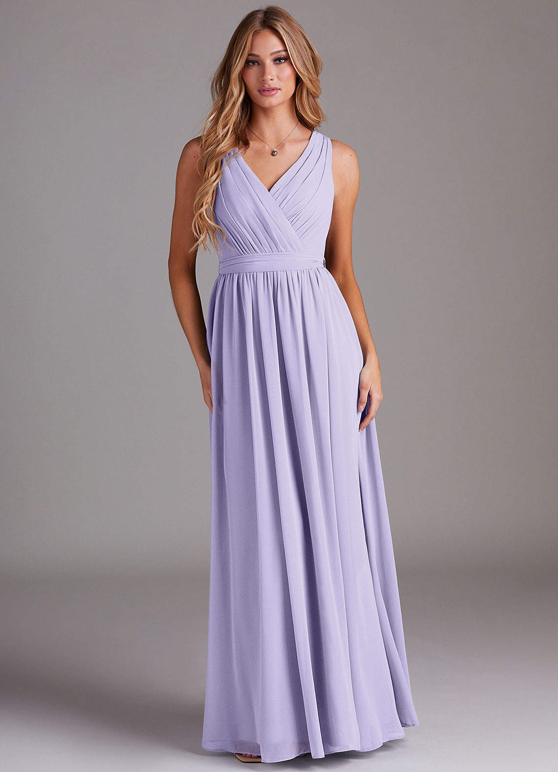 Azazie Kingsley Bridesmaid Dresses Lilac A-Line Lace Chiffon Dress image1