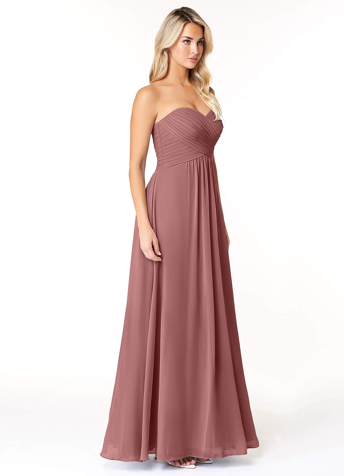 Azazie Yazmin Ready to Ship Desert Rose Chiffon Bridesmaid Dresses