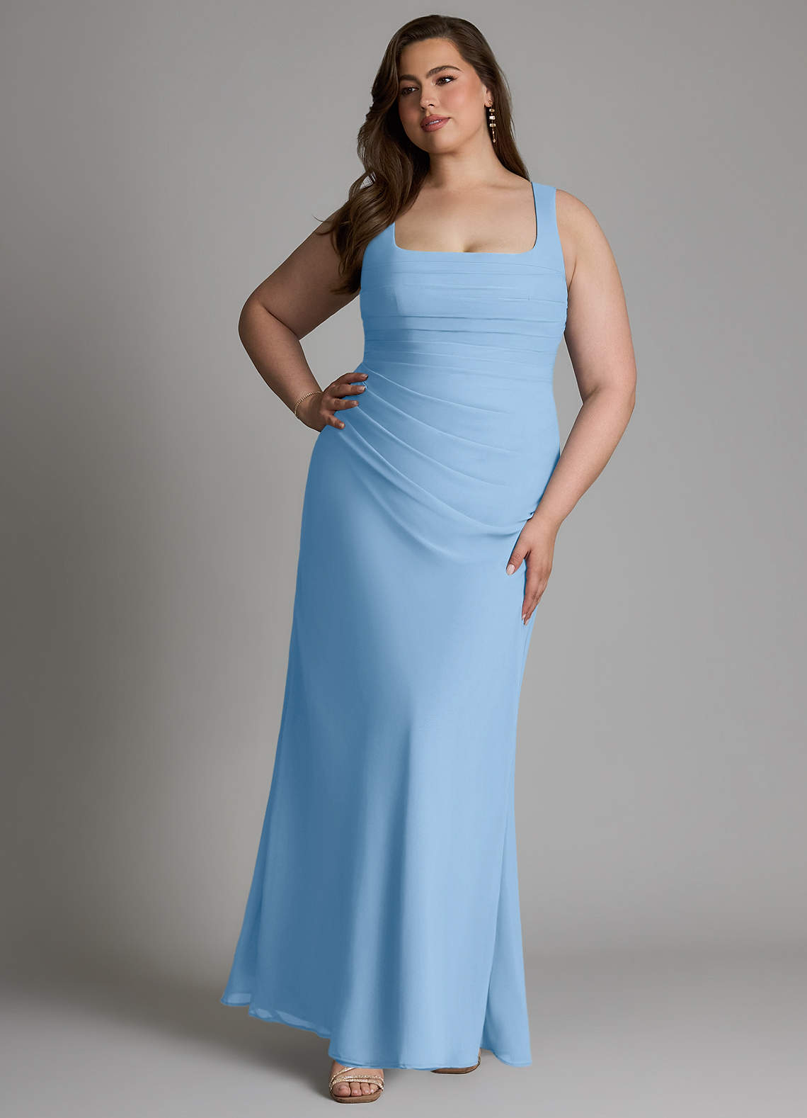 Azazie Agustina Bridesmaid Dresses Powder Blue Mermaid Corset Chiffon Dress image9