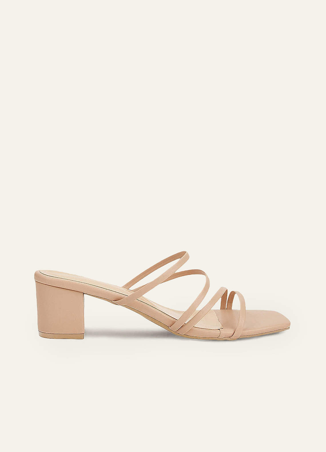 front Nude Strap Low Heel Sandals