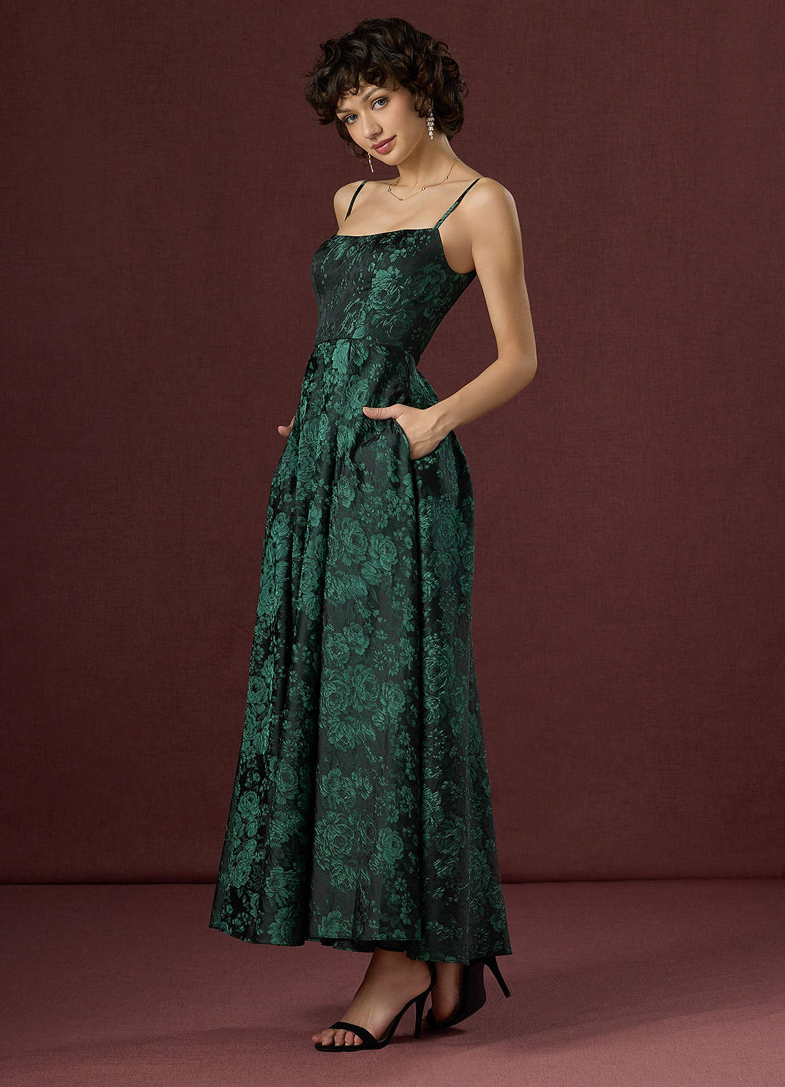 正規品未使用　bibiy B. EMERALD DRESS Wendy Black Emerald Maxi Dress | Azazie