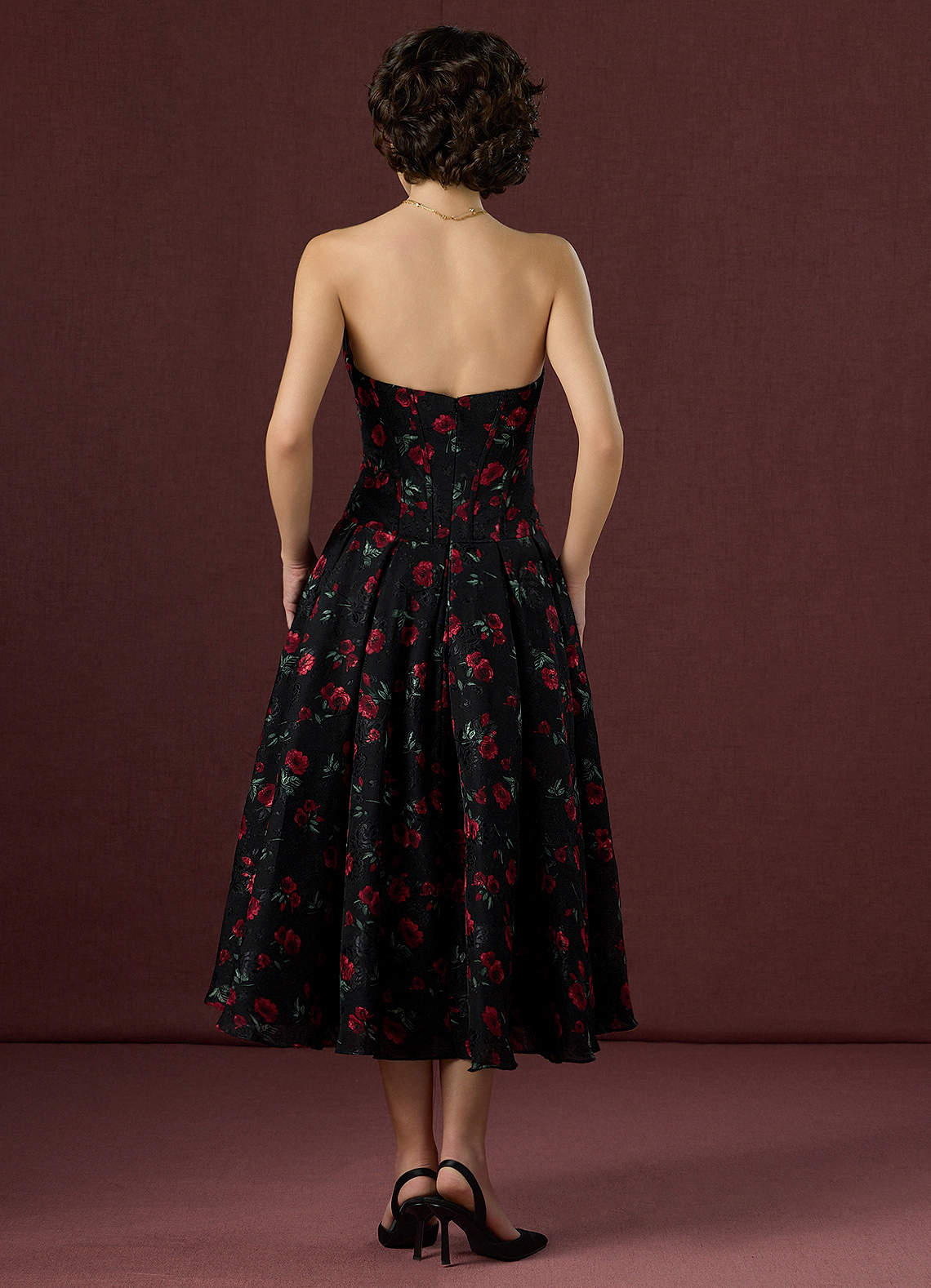 black red midi dress Unforgotten