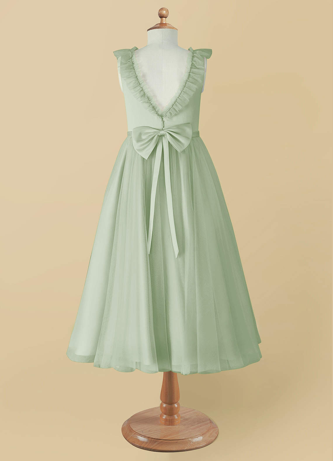 Azazie Dolly Venta Final Vestido de Dusty Rose de Tul de Corte En A con Lazo image7