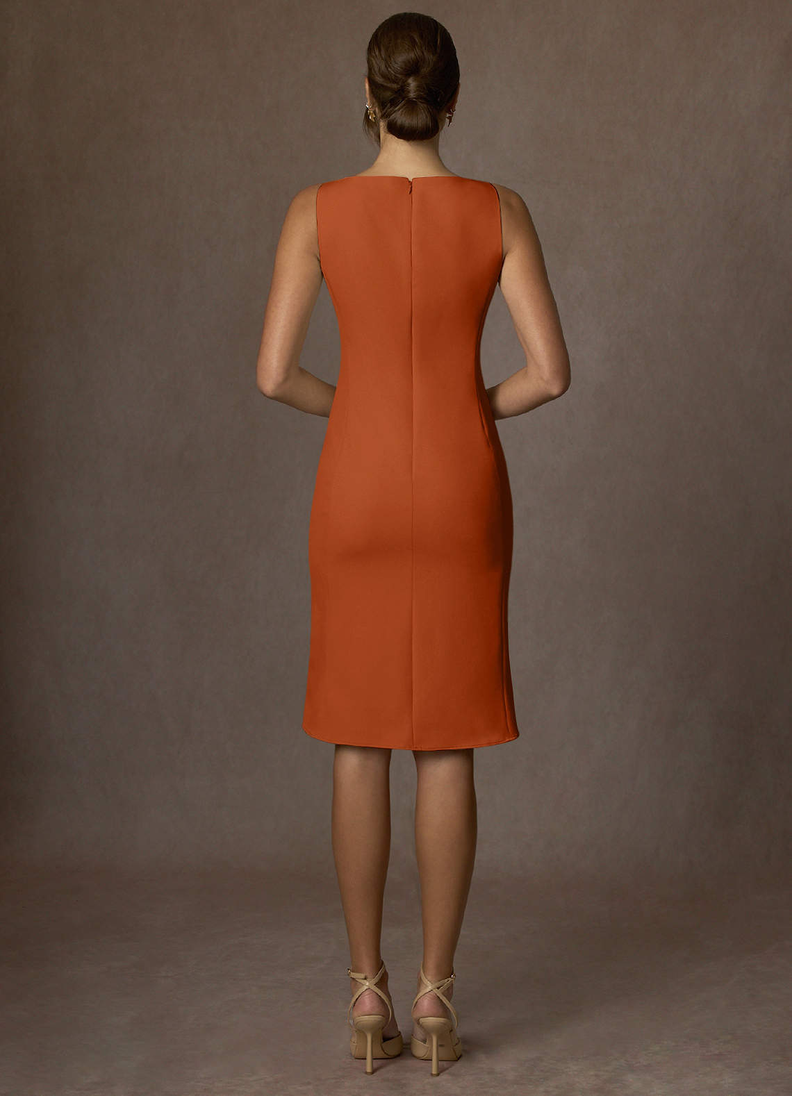 front Kennedy Burnt Orange Structured Stretch Dress