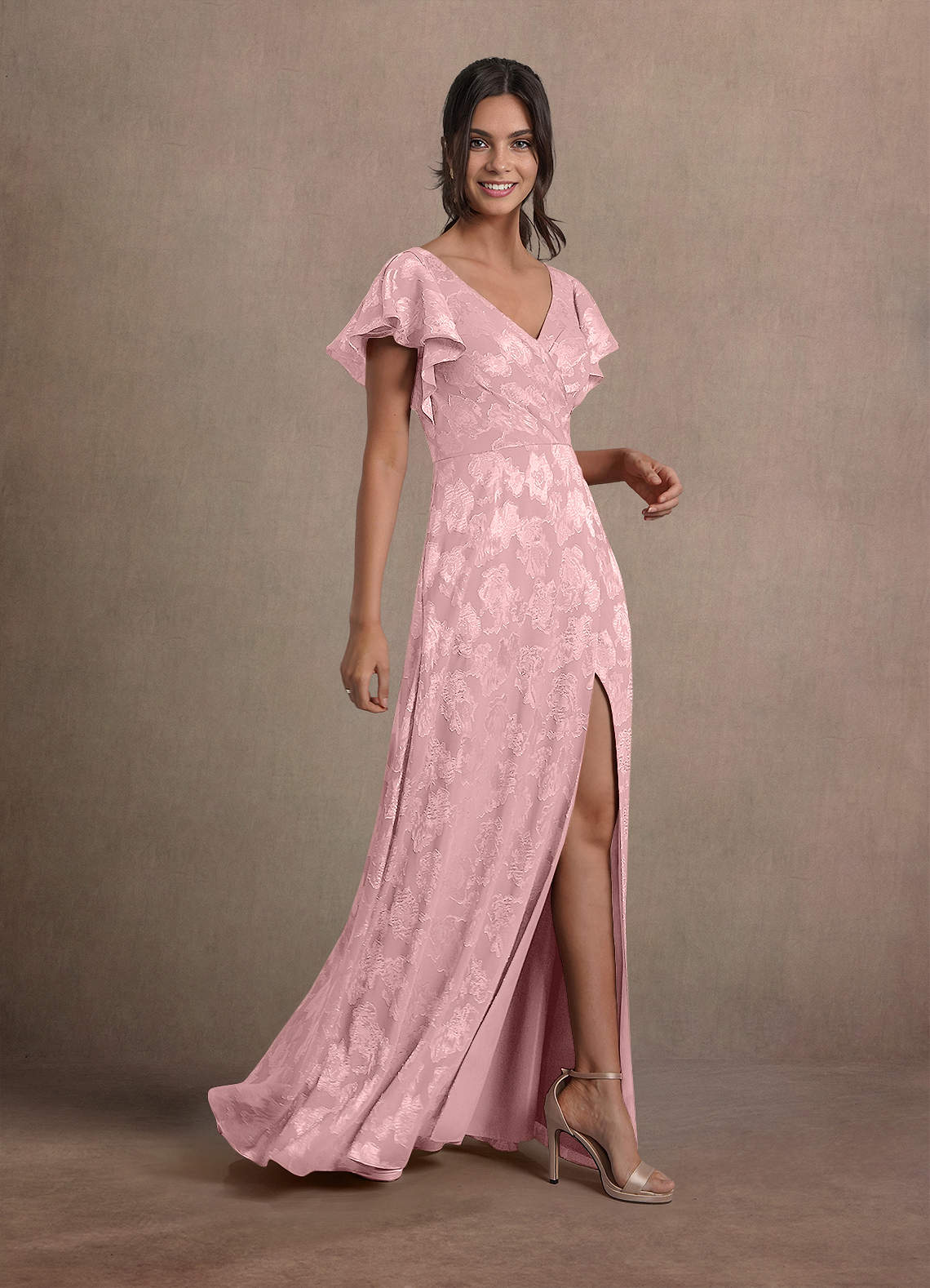 Chlo Dusty Pink Maxi Dress | Azazie UK