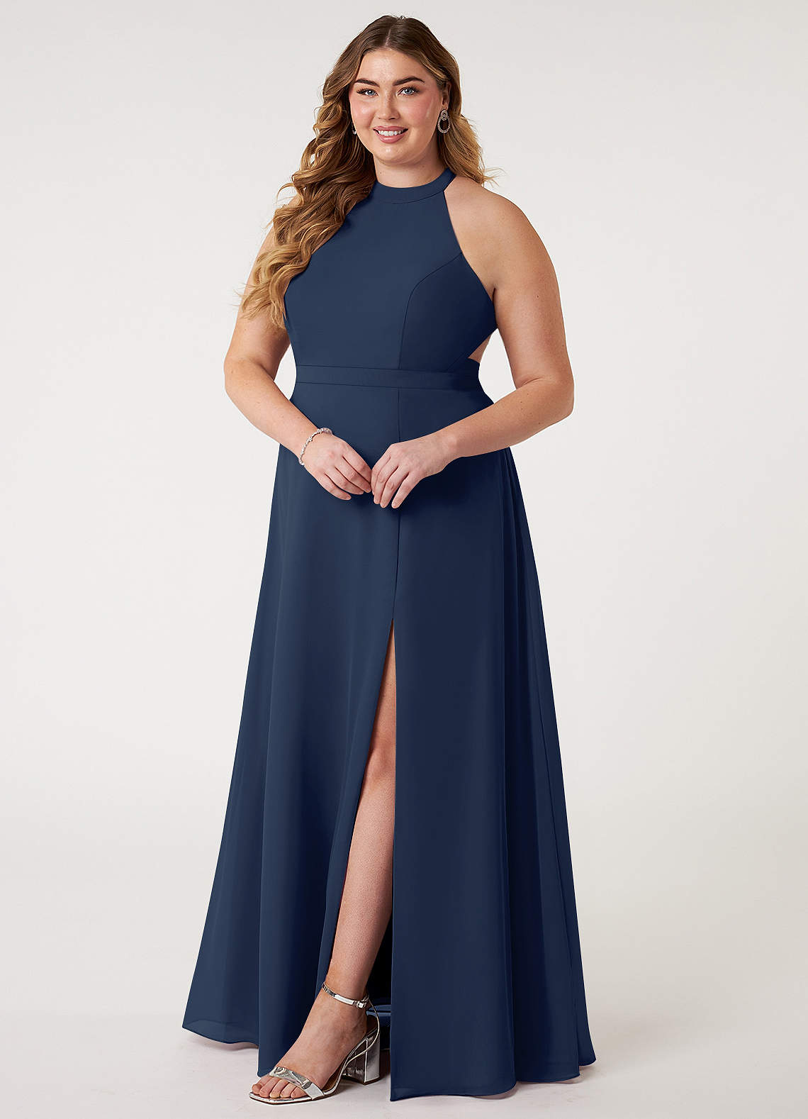 Azazie Clarice Dark Navy Chiffon Bridesmaid Dresses | Azazie