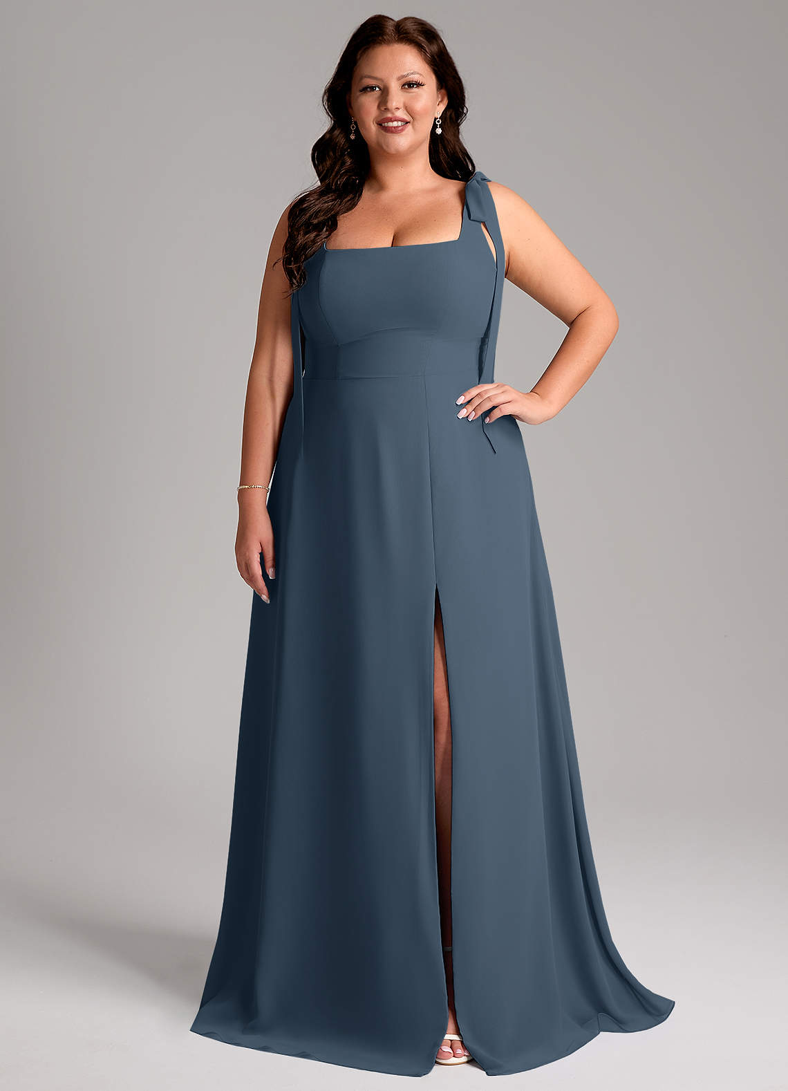 Azazie Debra Bridesmaid Dresses Neptune A-Line with Pockets Chiffon Convertible Dress image1