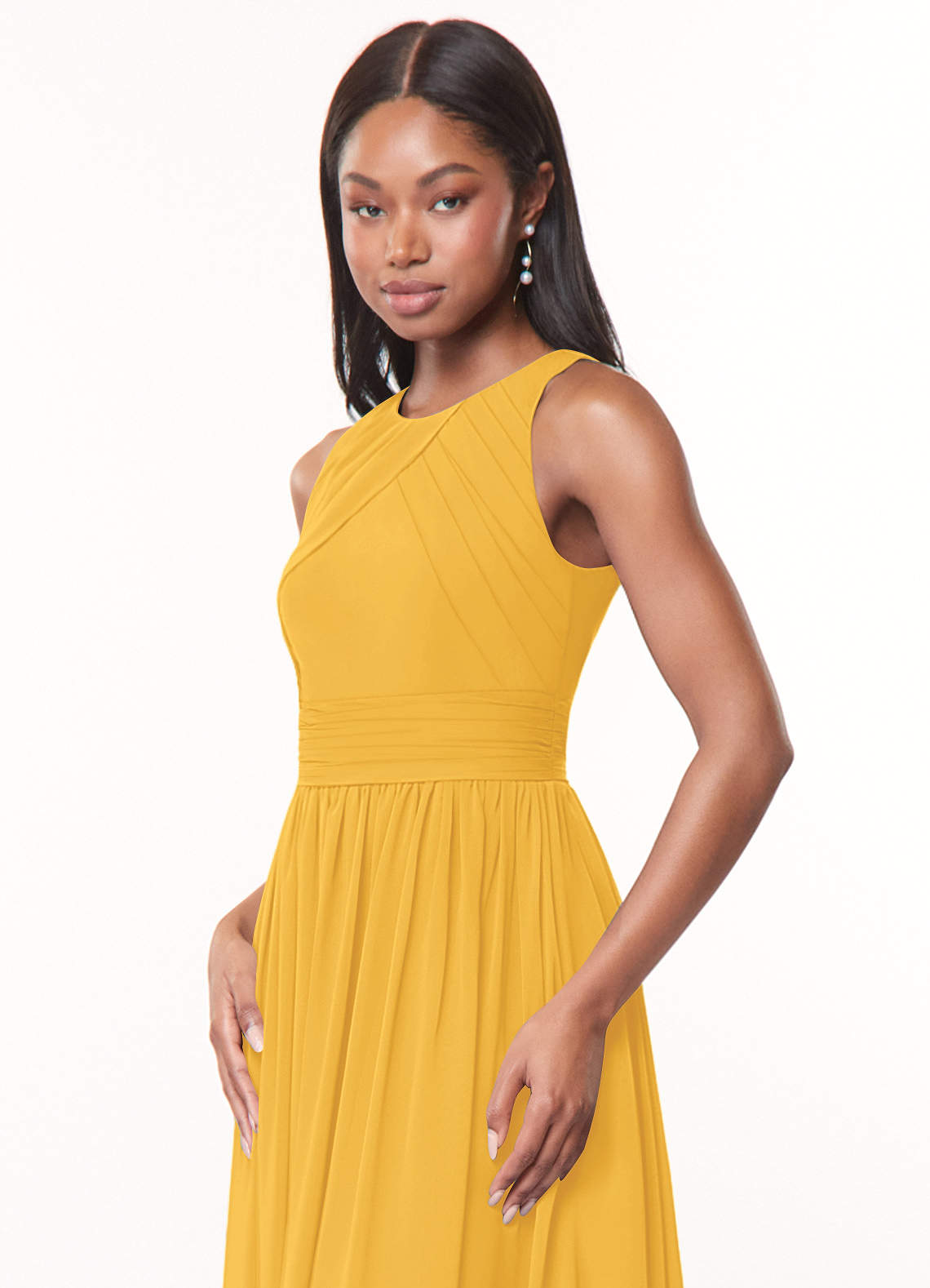 Azazie Harper Marigold Chiffon Bridesmaid Dresses | Azazie AU