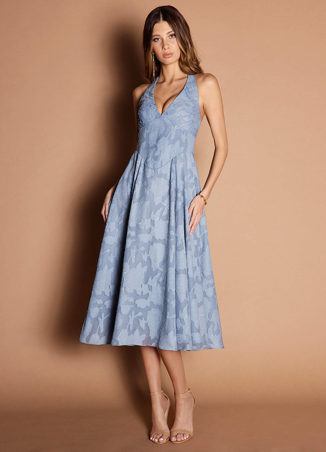 ワンピース Lace Trimmed Floral Dress powder blue M Emmalina Midi Dress - Cloud Nine Floral – Peppermayo Canada