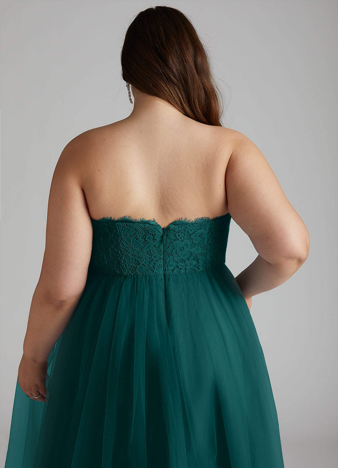 Azazie Roni Robes de demoiselle d'honneur Robe Trapèze Convertible en Tulle Encolure en Forme de Cœur Paon image11