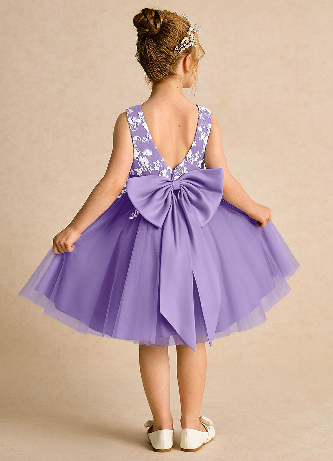 Azazie Butterfly Flower Girl Dresses Tahiti A-Line Lace Dress image1