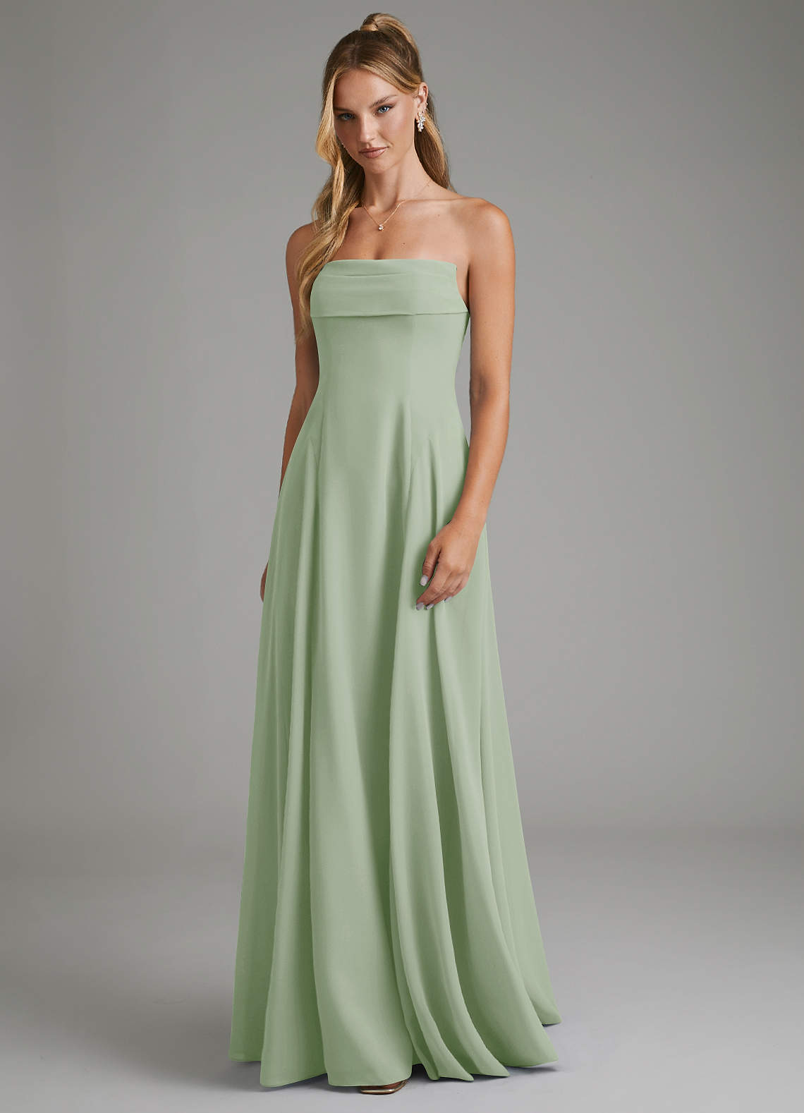 sage green strapless bridesmaid dresses Azazie Selah Color:Imperial
