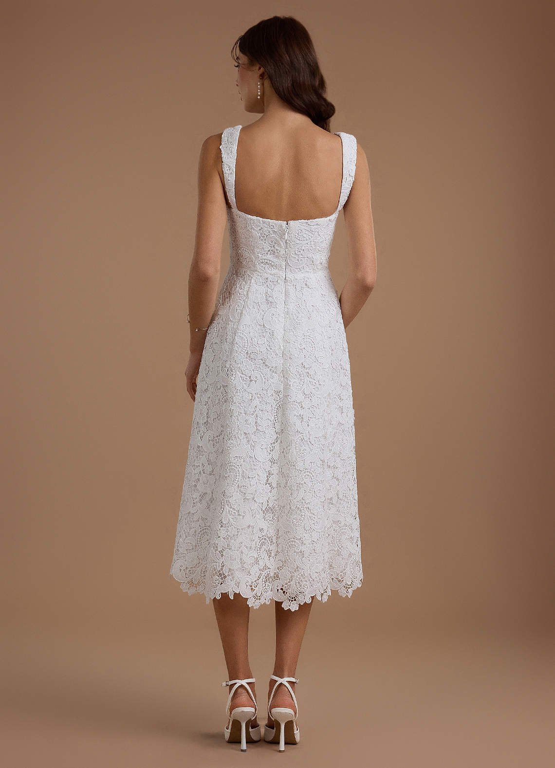Azazie A-Line Midi Dresses in White Azazie A-Line Midi Dresses in White