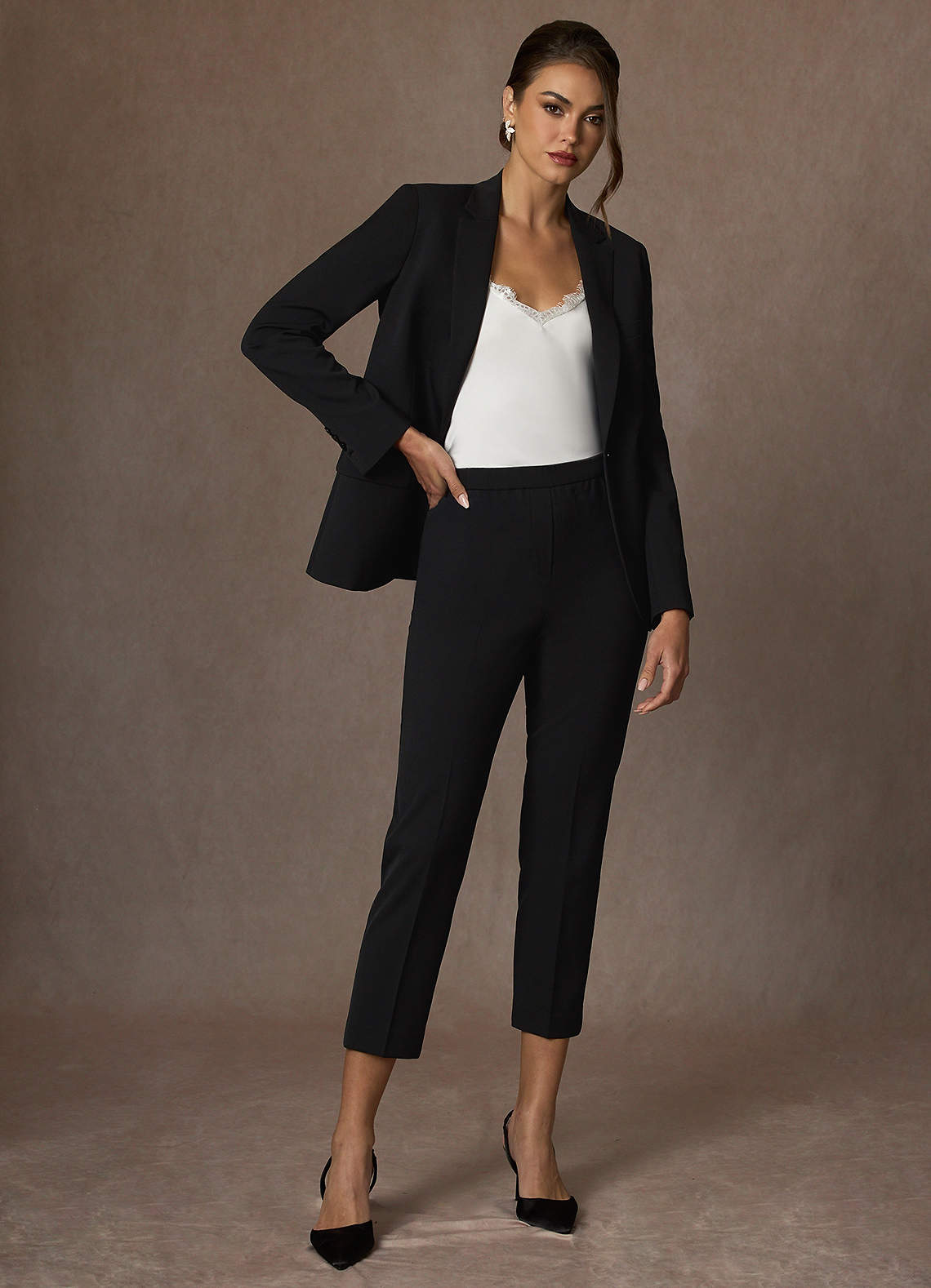front Charlotte Black Refined Weave Dress Pants