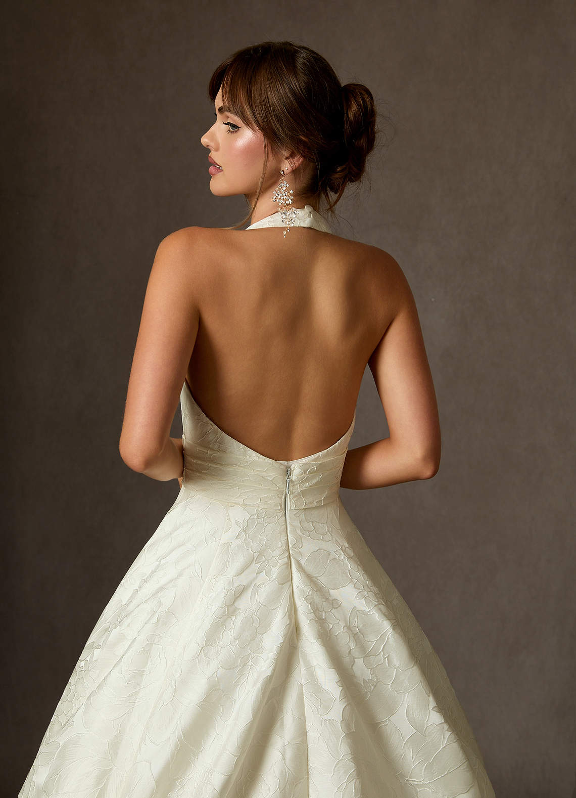 Azazie Saphira Wedding Dresses Antique White Ball-Gown with Pockets Floral Jacquard Dress image6