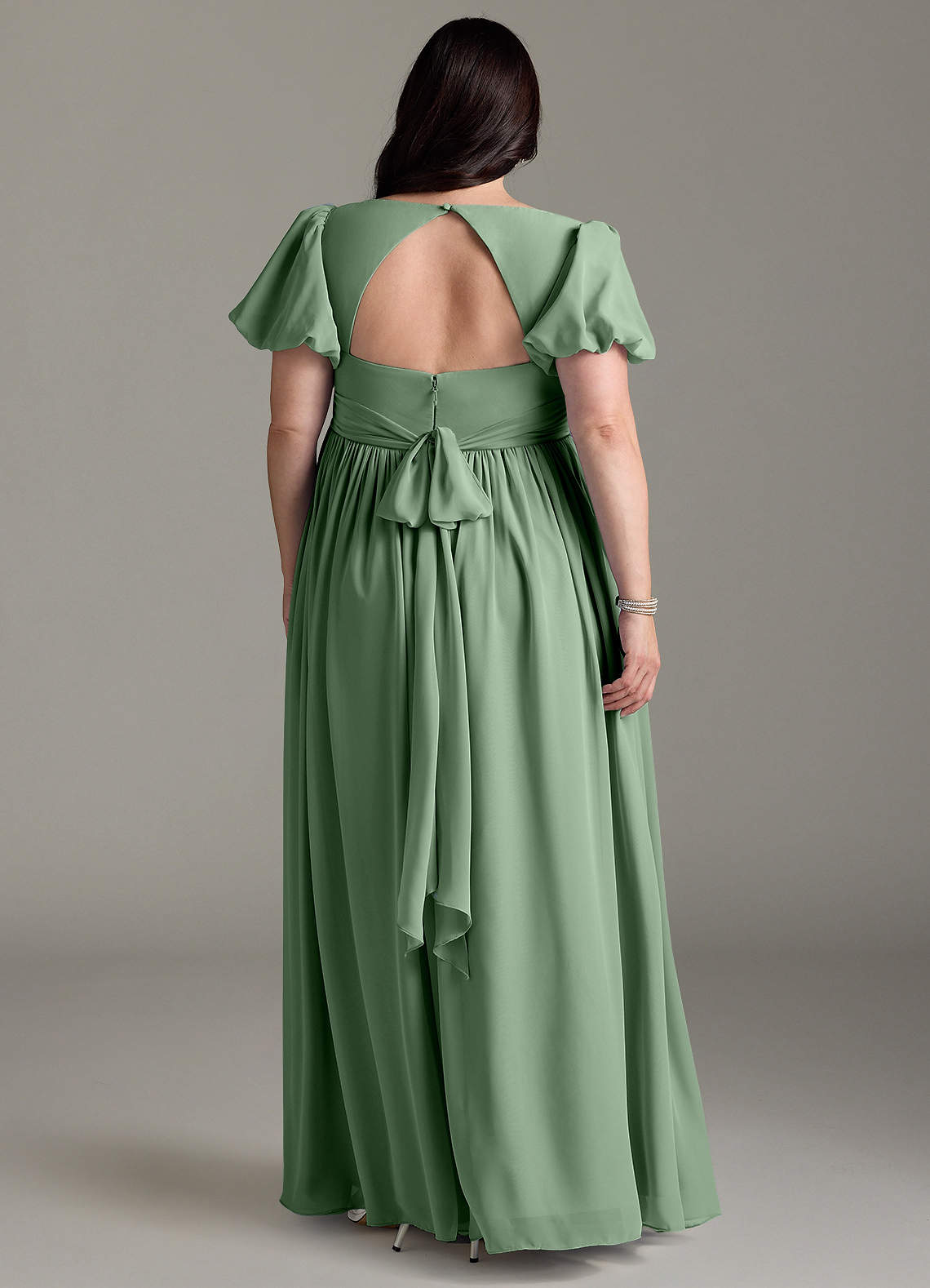 Azazie Madisynn Brudepigekjoler til gravide Sløjfe Chiffon Gulv-længde Kjole image5