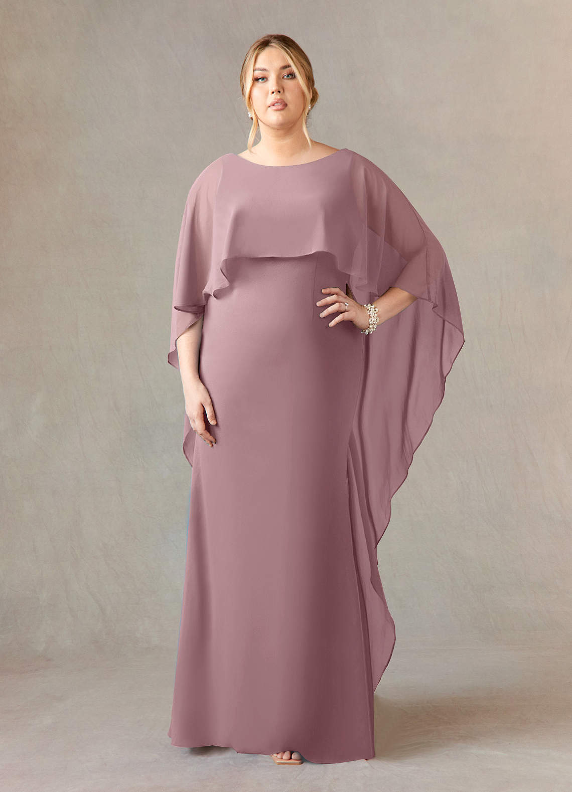 Azazie Dion Mother of the Bride Dresses Dusty Rose Sheath Scoop Stretch Crepe Dress image8