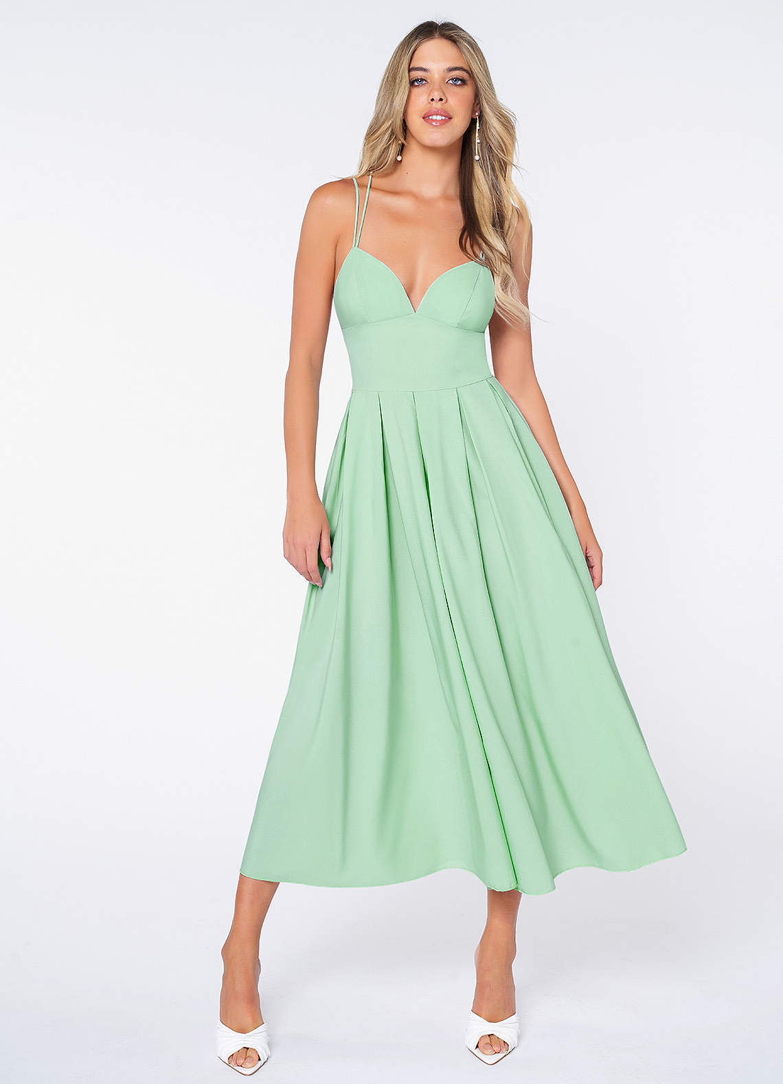AE - Plain Mint Green Satin dress