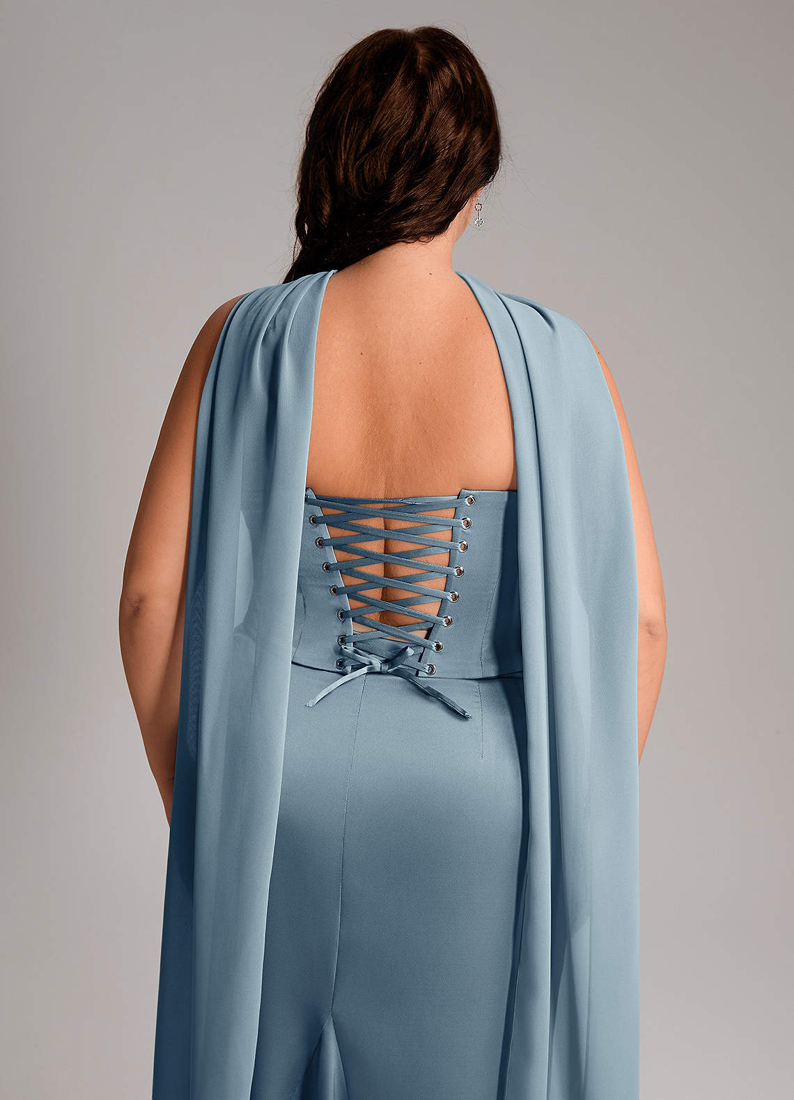 Azazie Sorrel Bridesmaid Dresses Dusty Blue Mermaid Strapless Stretch Satin Convertible Dress image10
