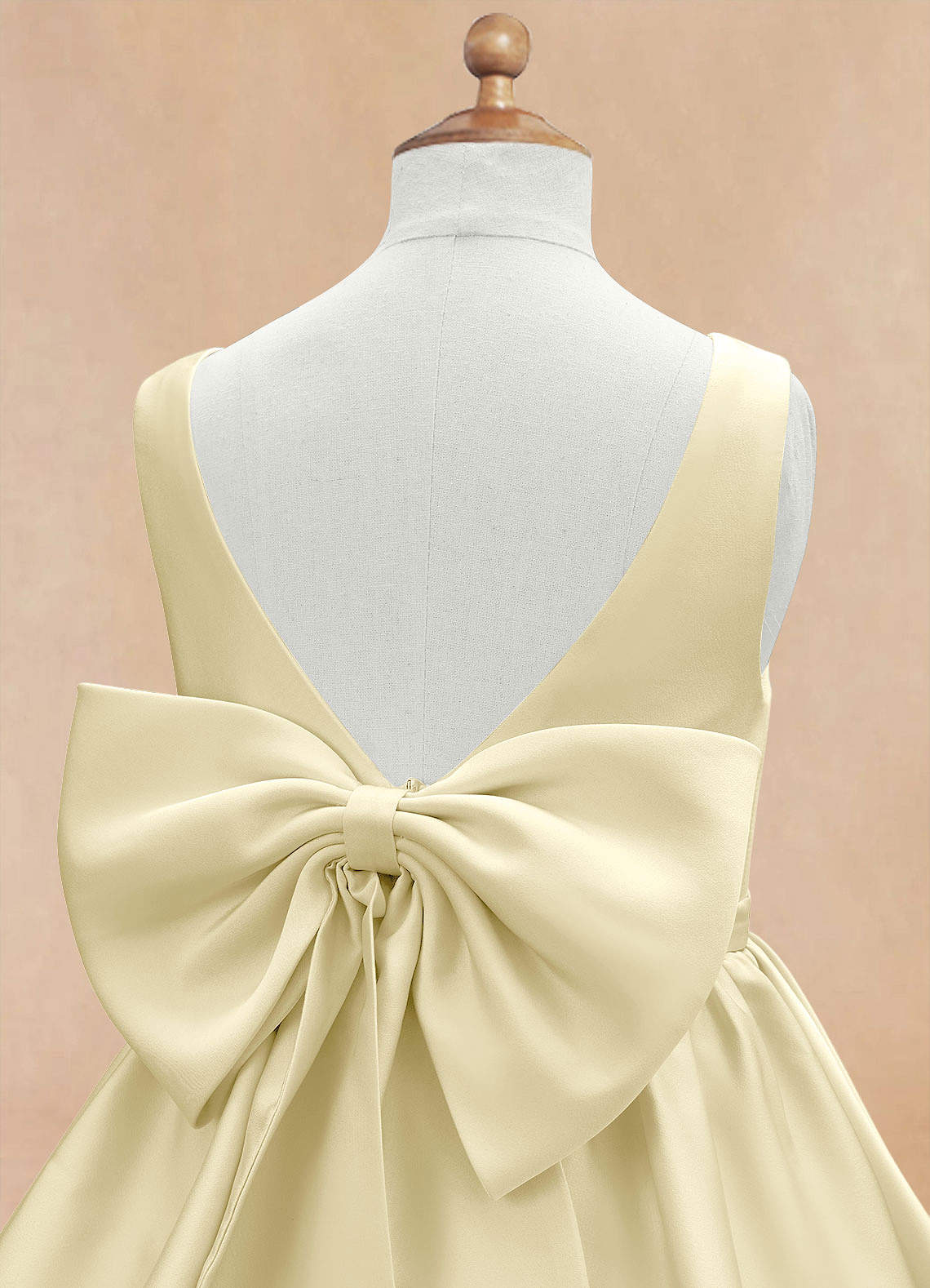 Azazie Margie Robe Demoiselle D'honneur Fillette Robe Trapèze en Satin extensible Arc Sorbet Citron image6