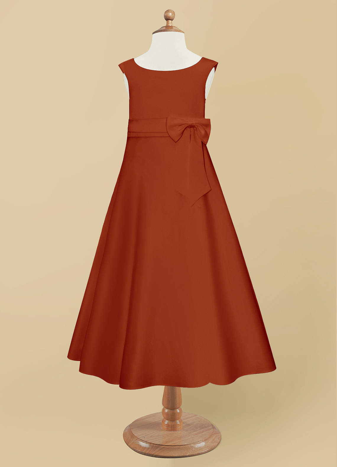 Paprika Azazie Lindy Paprika ALine Pleated Matte Satin Dress Azazie