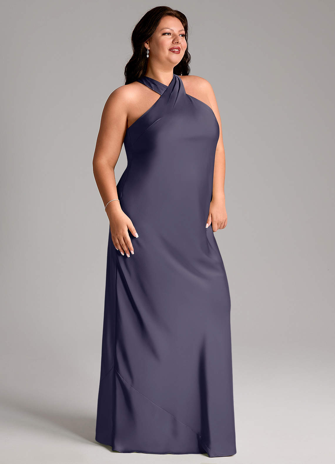 Azazie Doretta Bridesmaid Dresses Stormy Mermaid Pleated Stretch Satin Dress image9