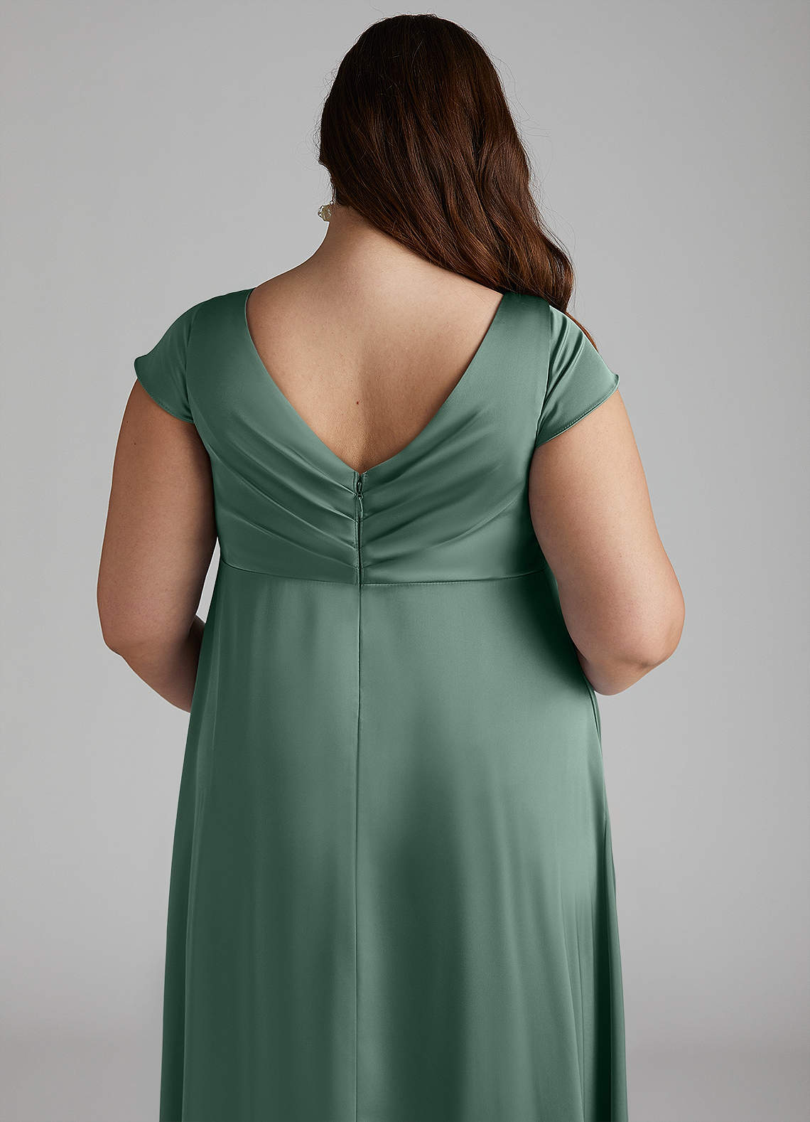 Azazie Allessia Maternity Bridesmaid Dresses A-Line Pleated Stretch Satin Floor-Length Dress image11