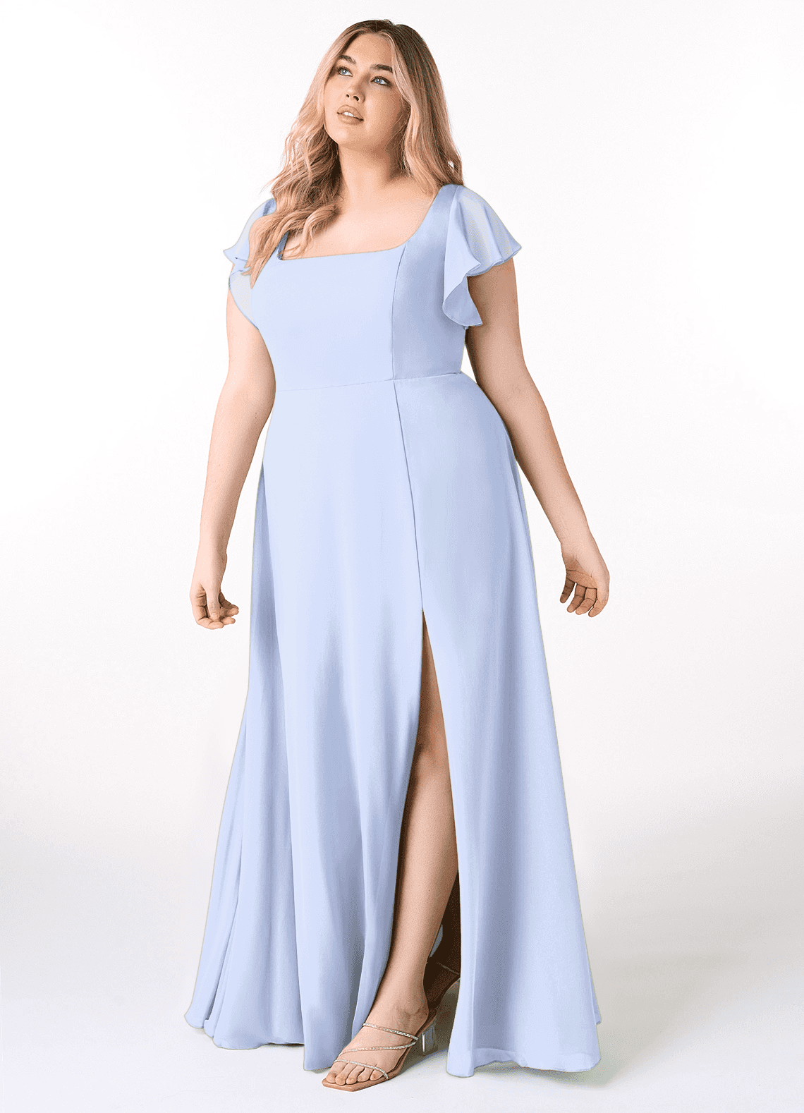 Azazie Bondi Bridesmaid Dresses Ice A-Line Ruffled Chiffon Dress image8