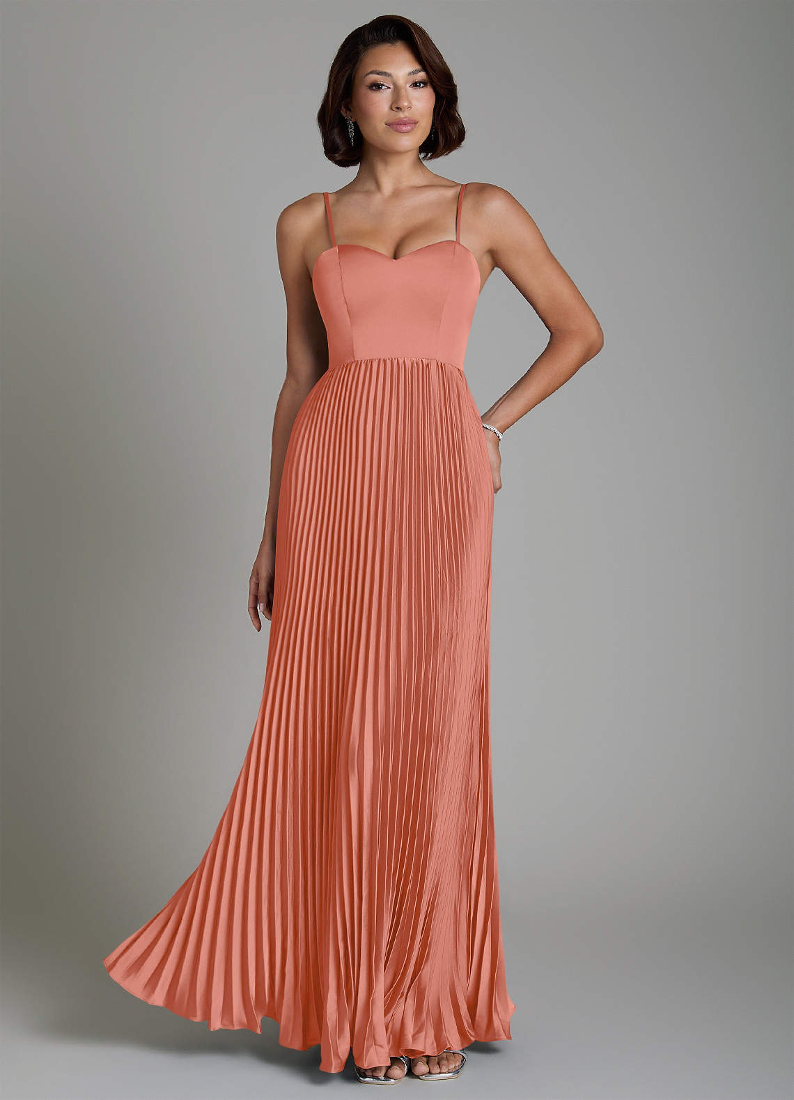 pink orange bridesmaid dresses Azazie Micah High Low Linen Dress bow back bridesmaid dress With its flattering fit Color:Navy/Royal
