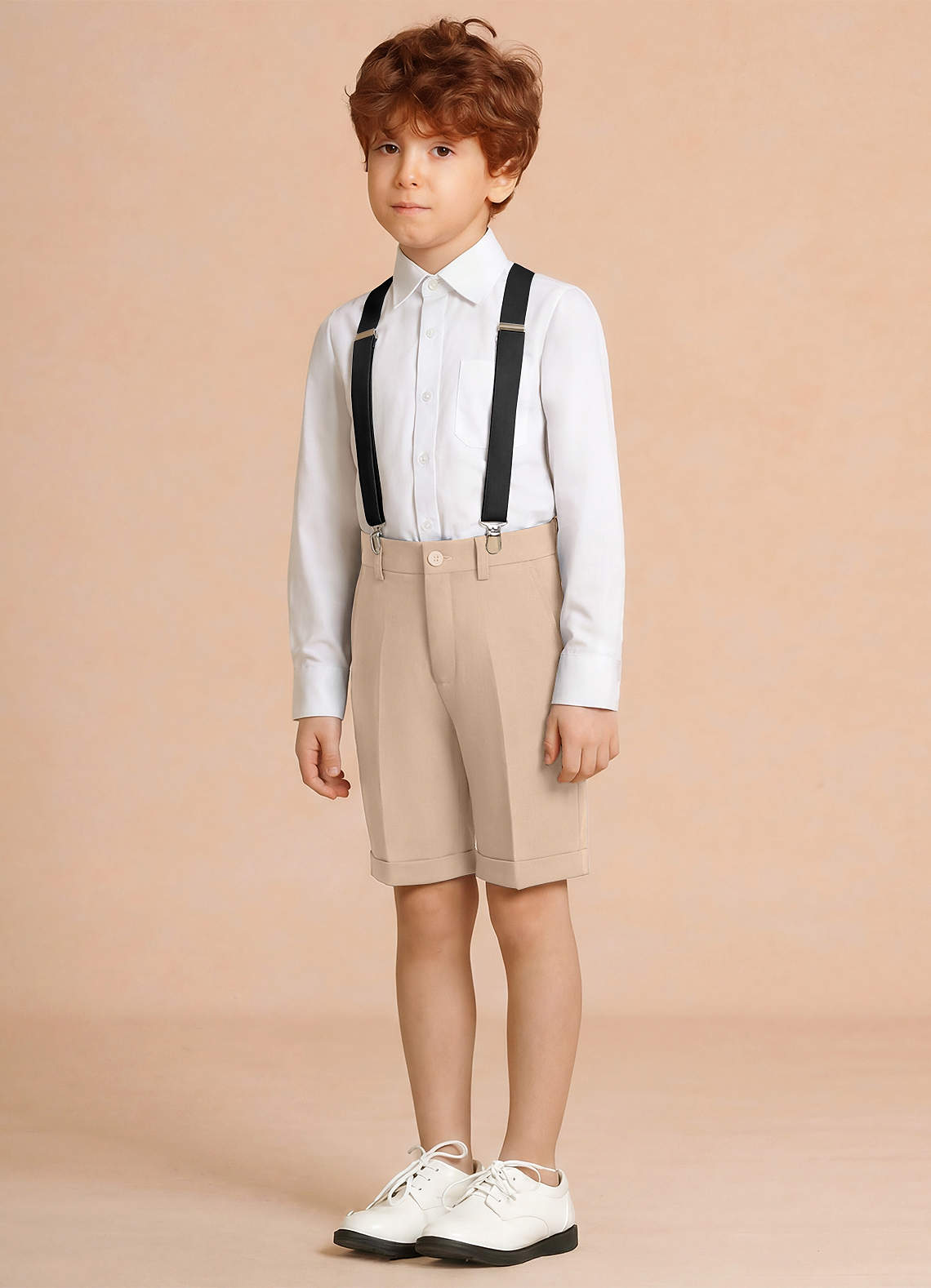 front Oliver Tan Boy Shorts Suit 3-Piece Set