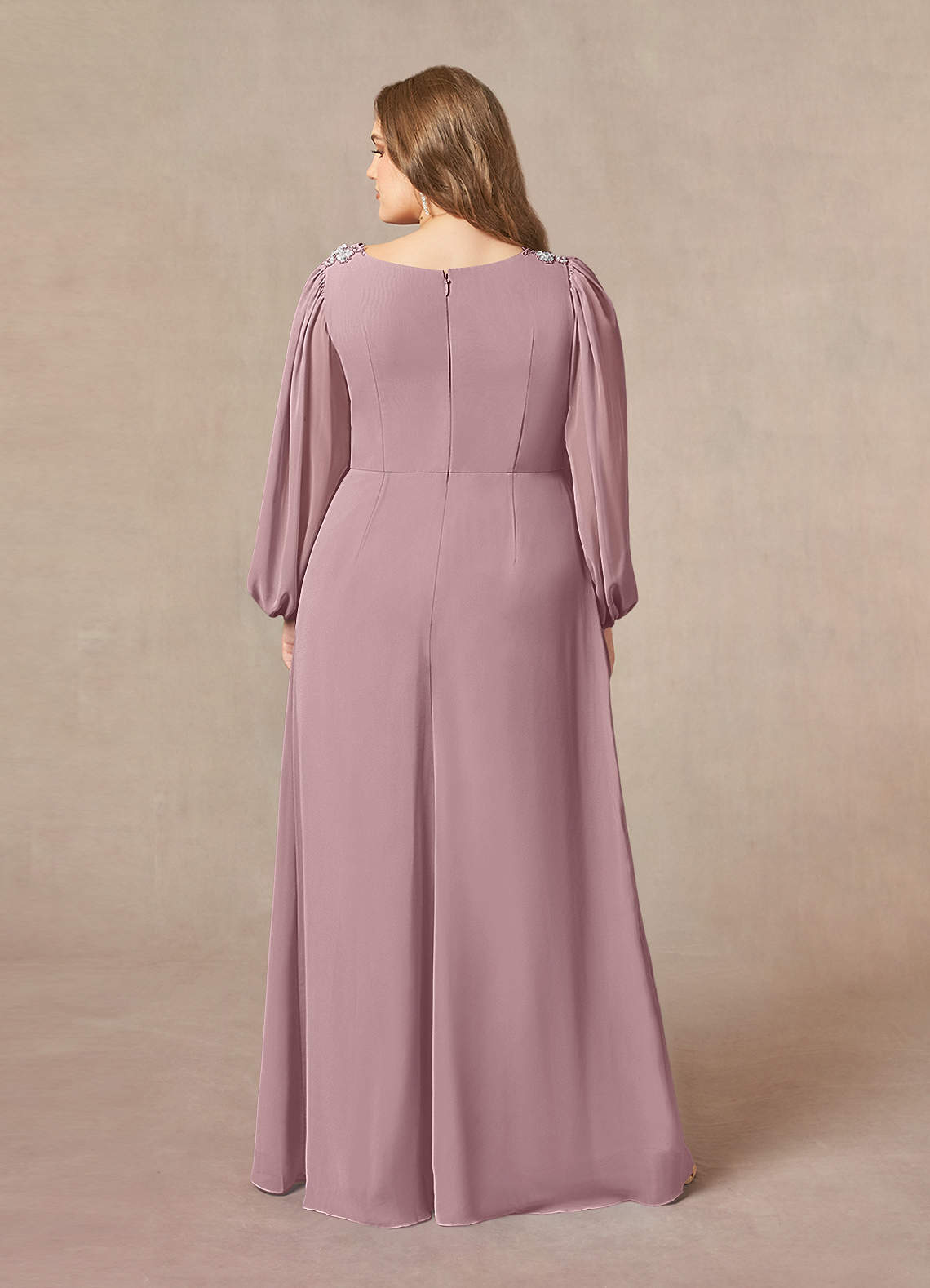 Azazie Gypsy Mother of the Bride Dresses Dusty Rose A-Line V-Neck Sequins Chiffon Dress image7