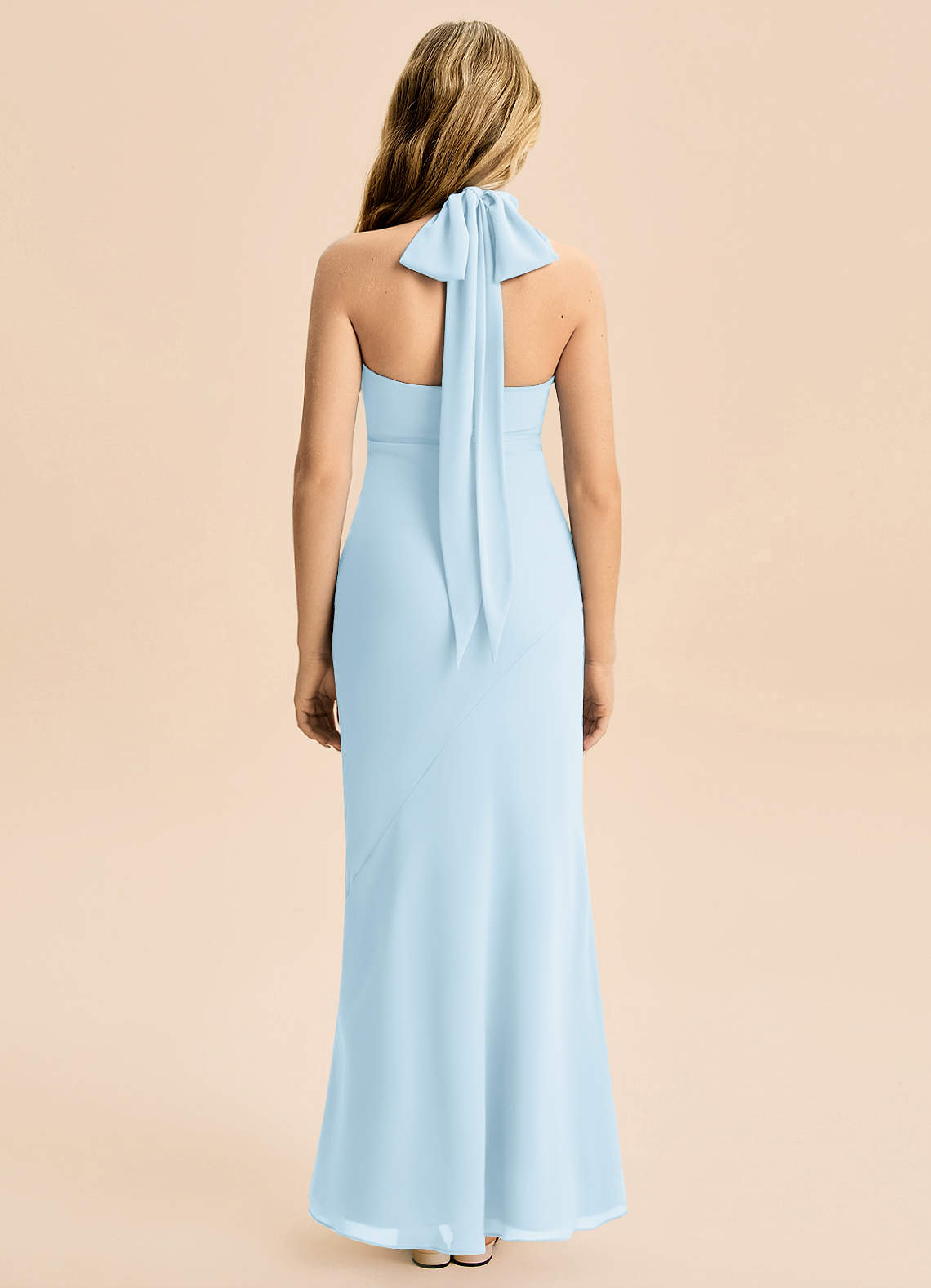 Azazie Velli Junior Sky Blue Mermaid High Neck Chiffon Dress image1