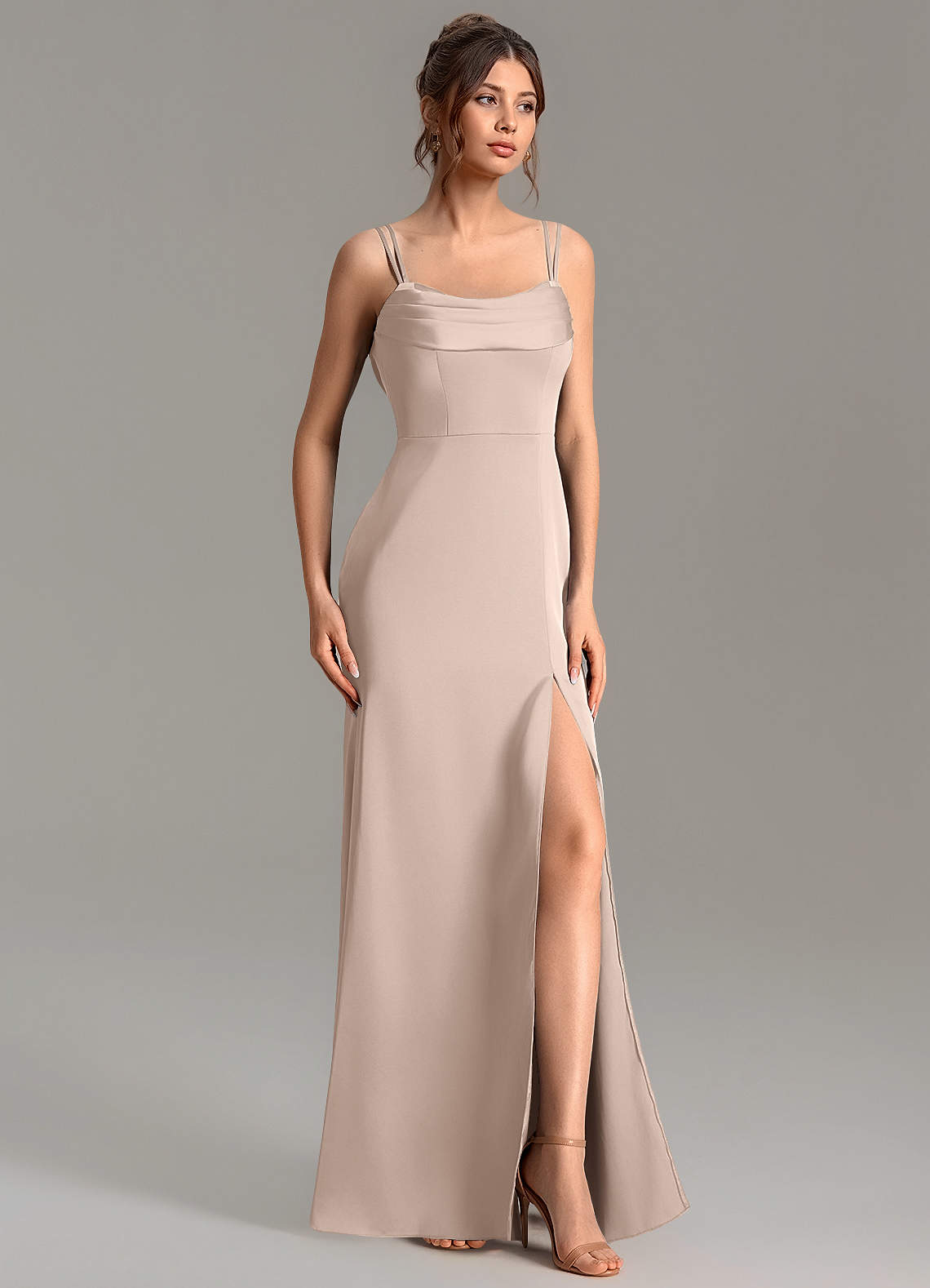 formal dresses egypt Azazie English Rose Stretch Satin Bridesmaid slender
