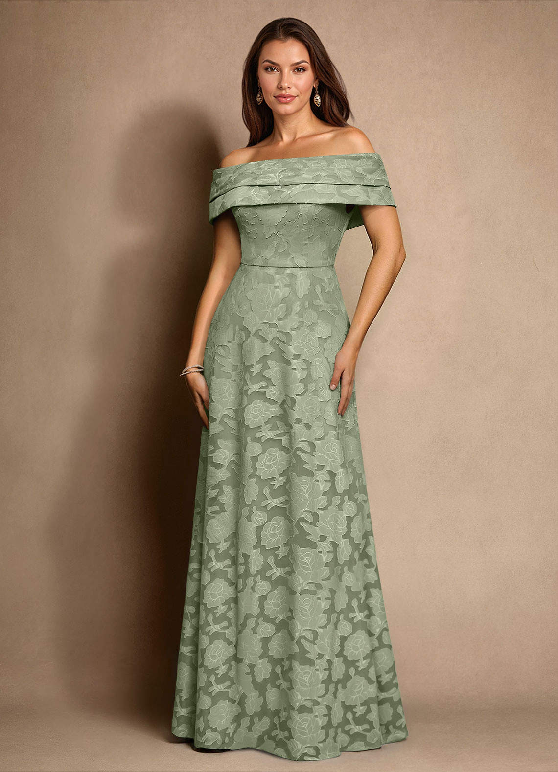 Azazie New Britain Mother of the Bride Dresses Agave A-Line Pleated Floral Burnout Dress image1