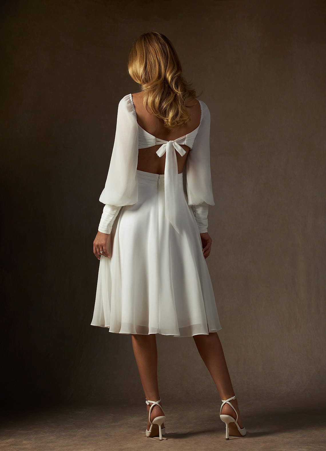 Azazie Delfina Wedding Dresses Diamond White A-Line V-Neck Pleated Chiffon Dress image1