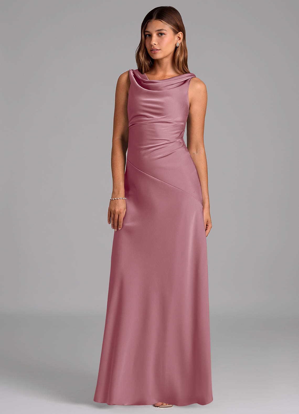 satin mauve bridesmaid dresses Eva Size L 3428 Mauve Bridesmaid Dress