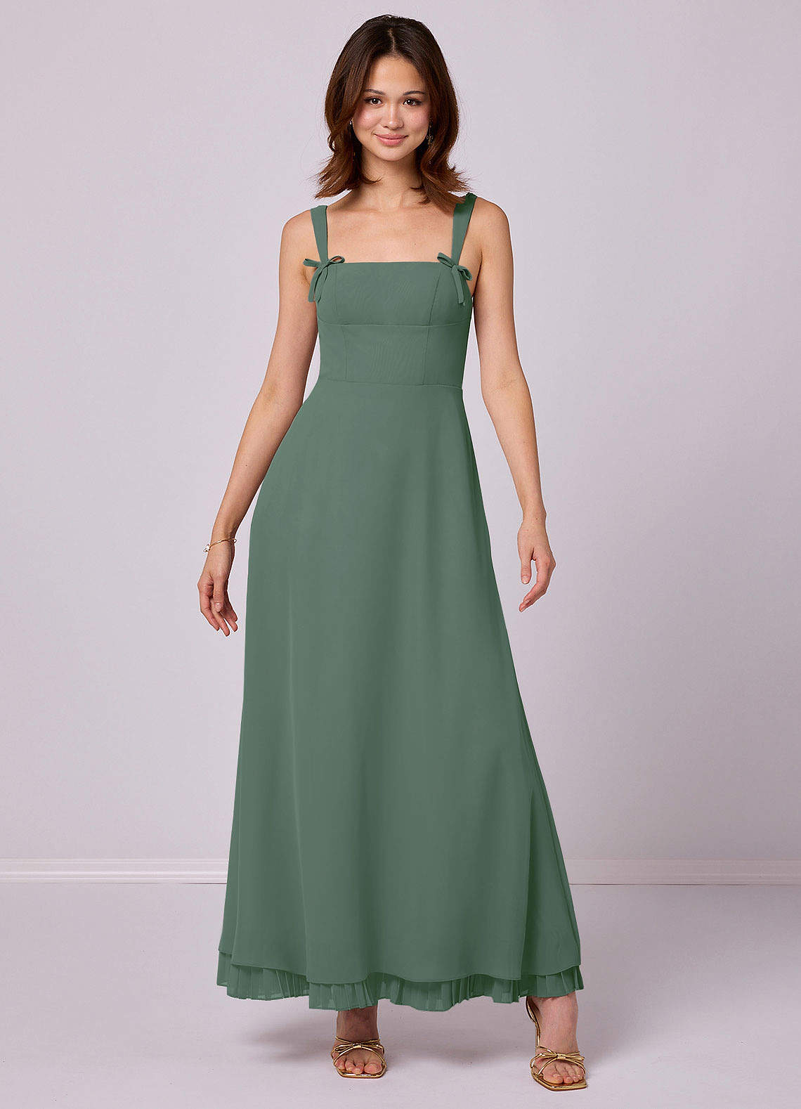 Barbie ♥ Azazie Bridesmaid Dresses A-Line Pleated Chiffon Ankle-Length Dress image7