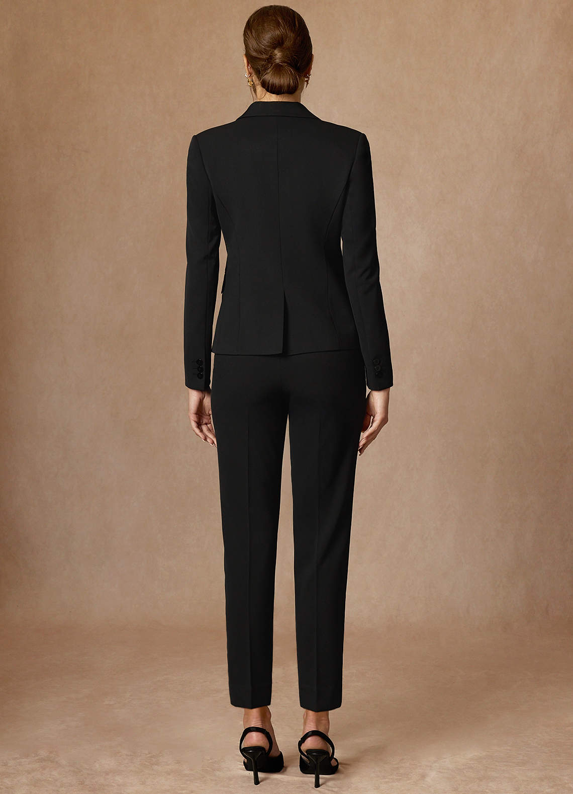 front Victoria Black Refined Weave Full Length Dress Pants