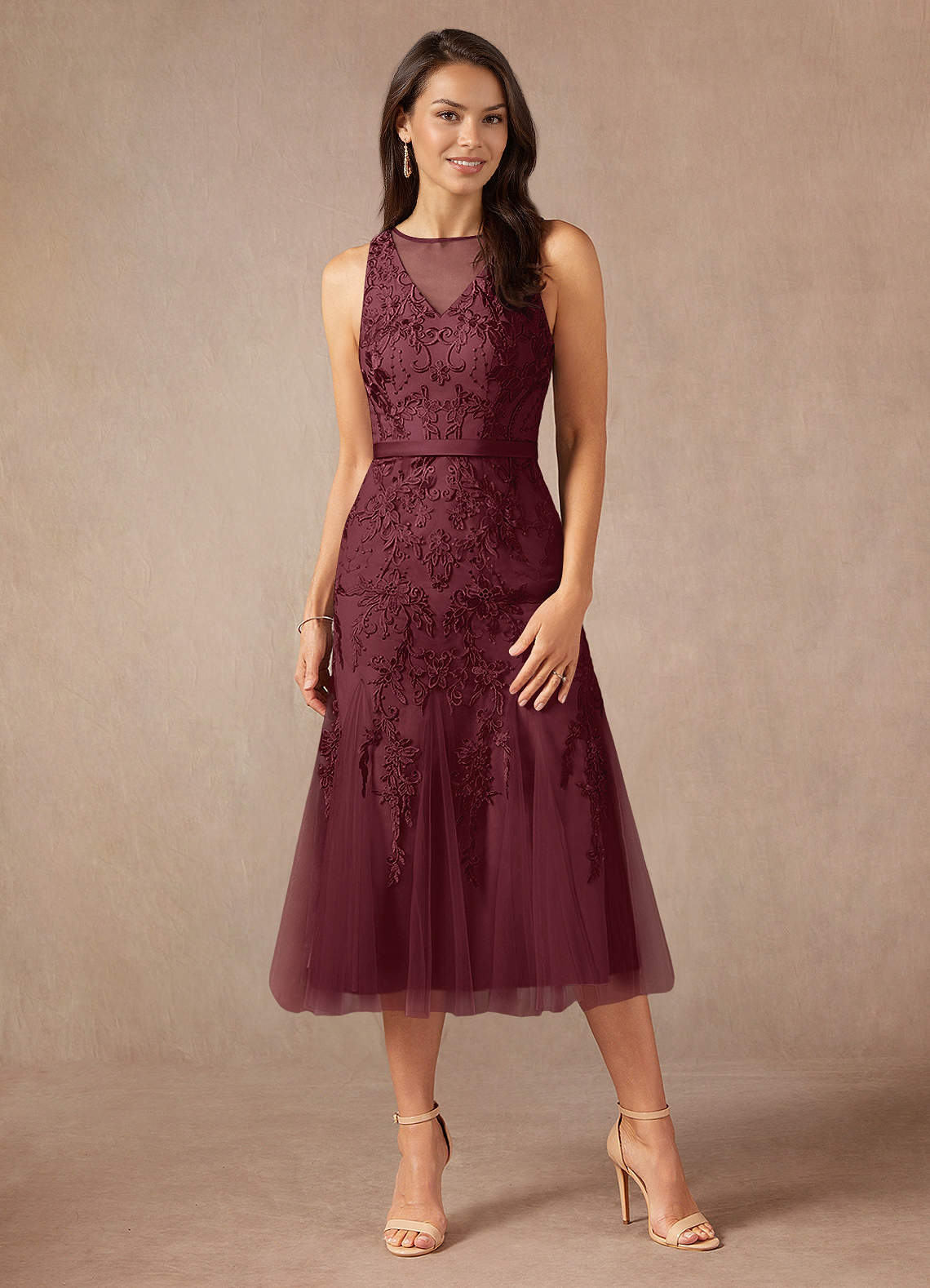 Azazie Herrin Mother of the Bride Dresses Cabernet Mermaid Lace Dress image1