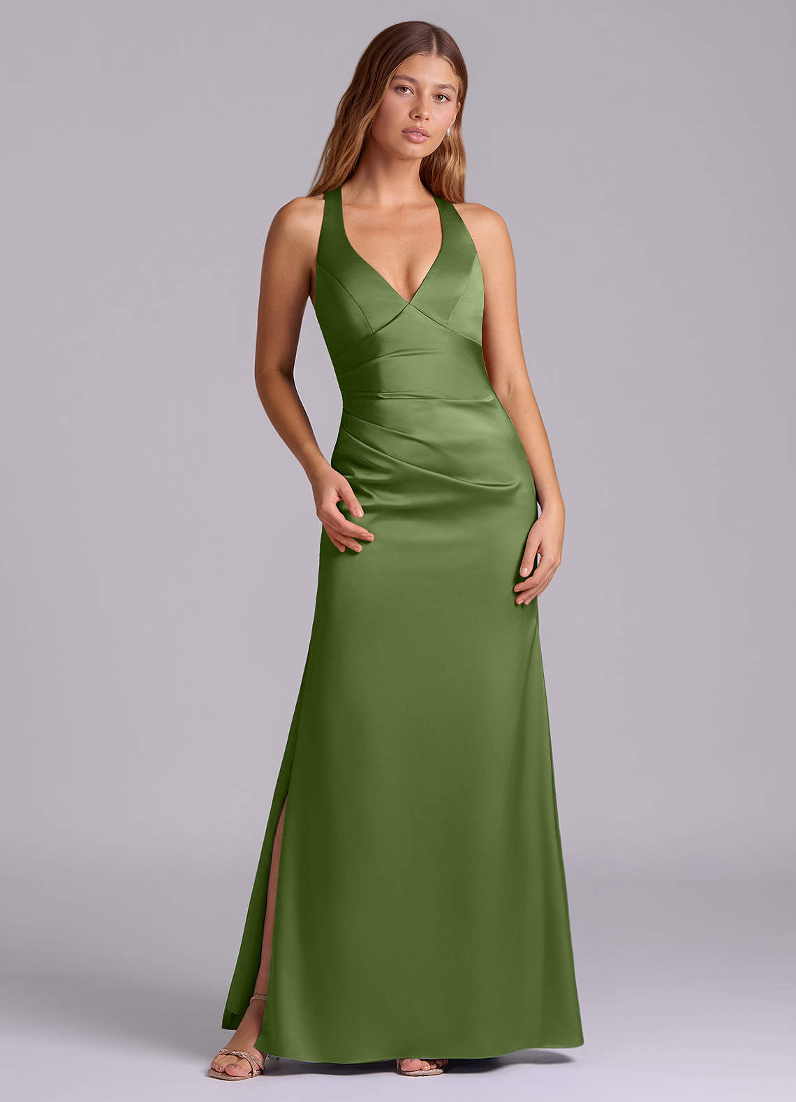 Azazie Amelie Juniper Stretch Satin Bridesmaid Dresses | Azazie