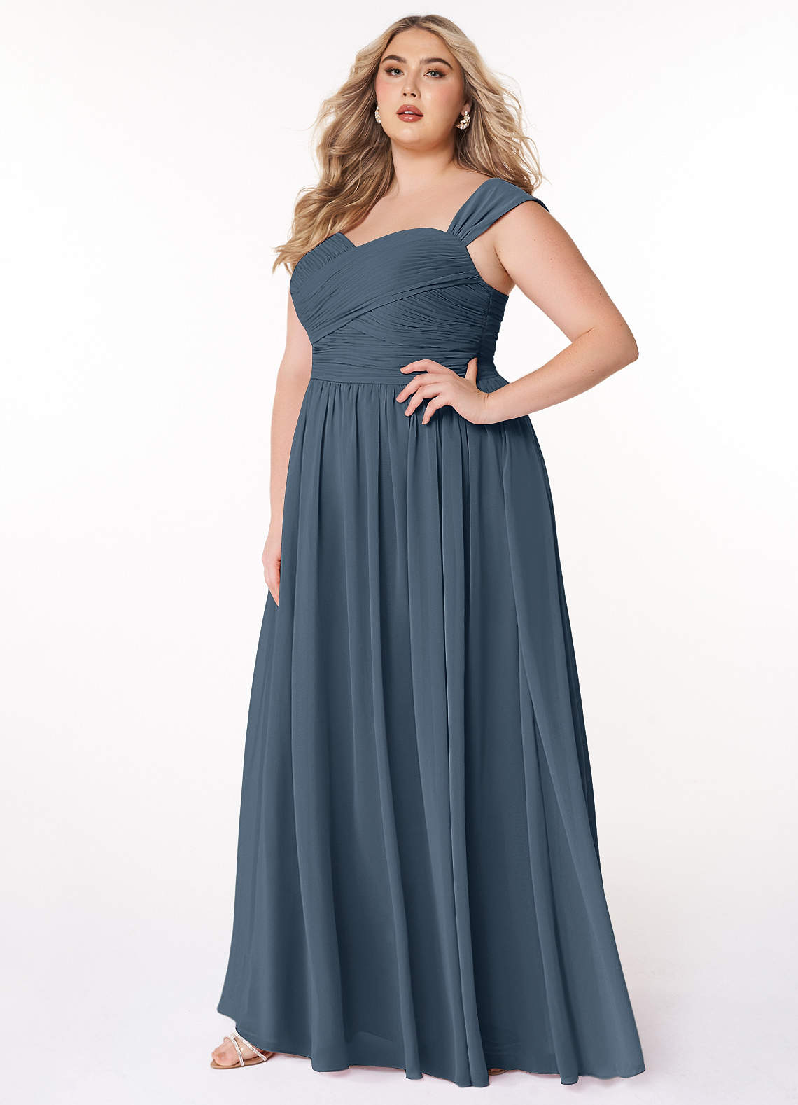 Azazie Zapheira Bridesmaid Dresses Neptune A-Line Ruched Chiffon Dress image1