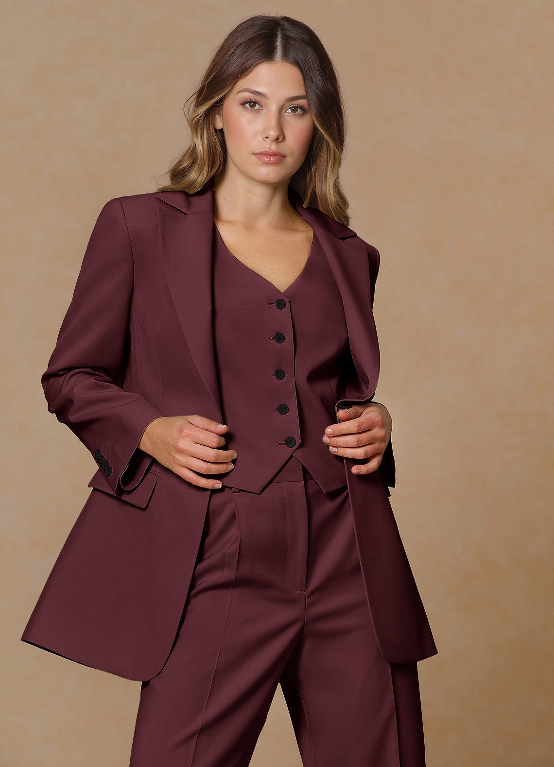 front Rowan Cabernet Blazer de performance à tissage raffiné